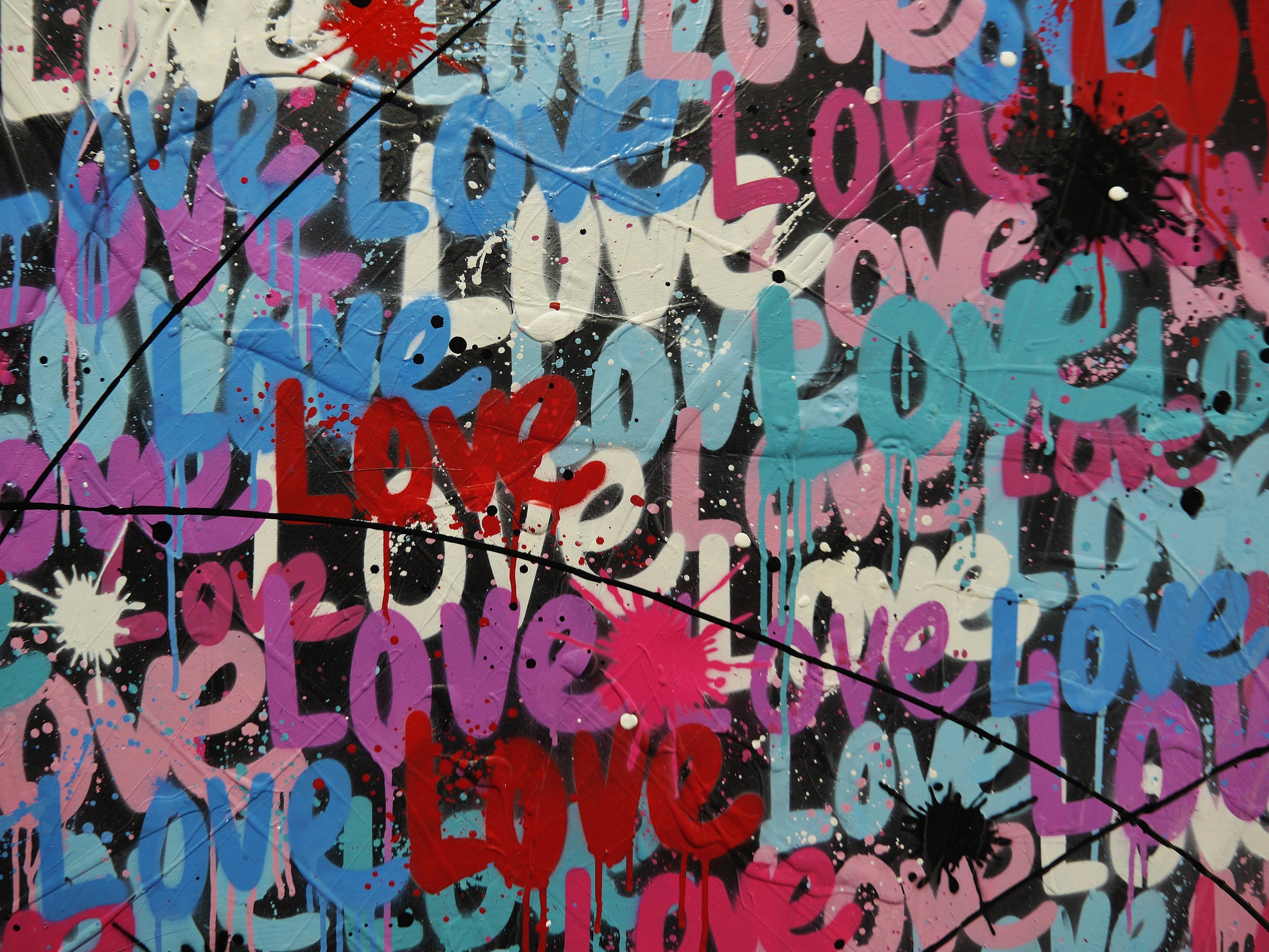Loving 92cm x 100cm Textured Urban Pop Art Painting