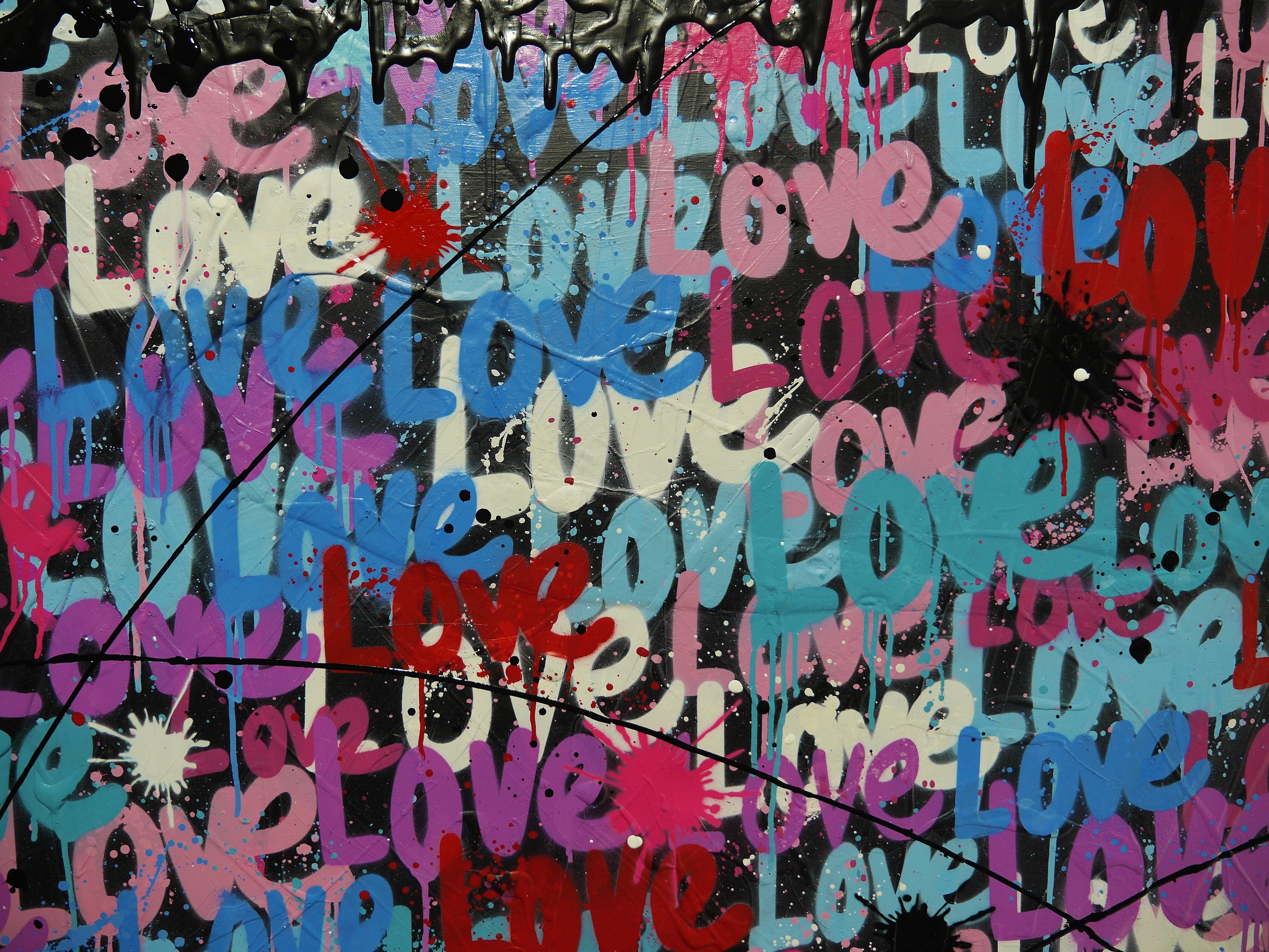 Loving 92cm x 100cm Textured Urban Pop Art Painting