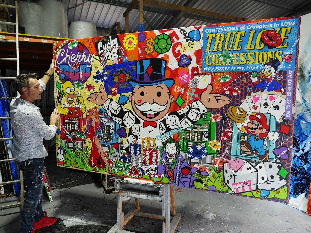 Bandits 250cm x 150cm Monopoly Man Textured Urban Pop Art Spray Paint Painting-Urban Pop Art-[Franko]-[Australian]-[Popular]-[Best Selling]-Franklin Art Studio