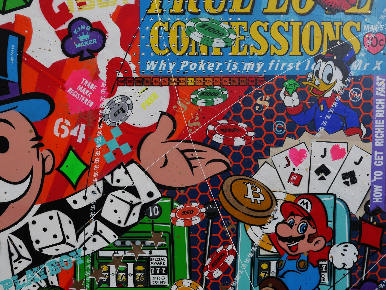 Bandits 250cm x 150cm Monopoly Man Textured Urban Pop Art Spray Paint Painting