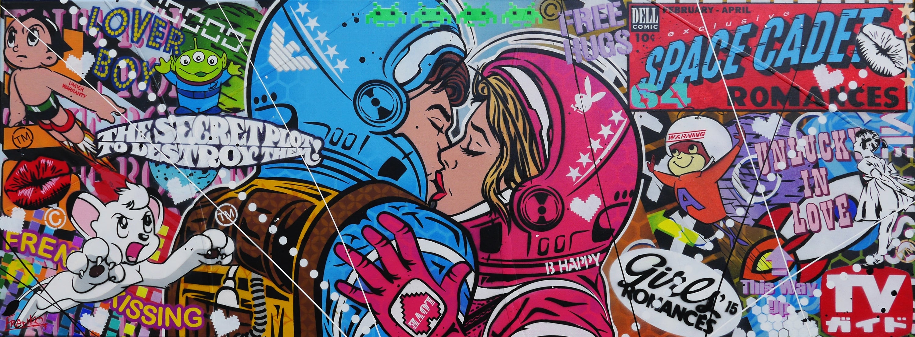 Lovin Cadets 160cm x 60cm Textured Urban Pop Art Painting-Urban Pop Art-[Franko]-[Australian Artist]-[Large]-[Popular]-Franklin Art Studio