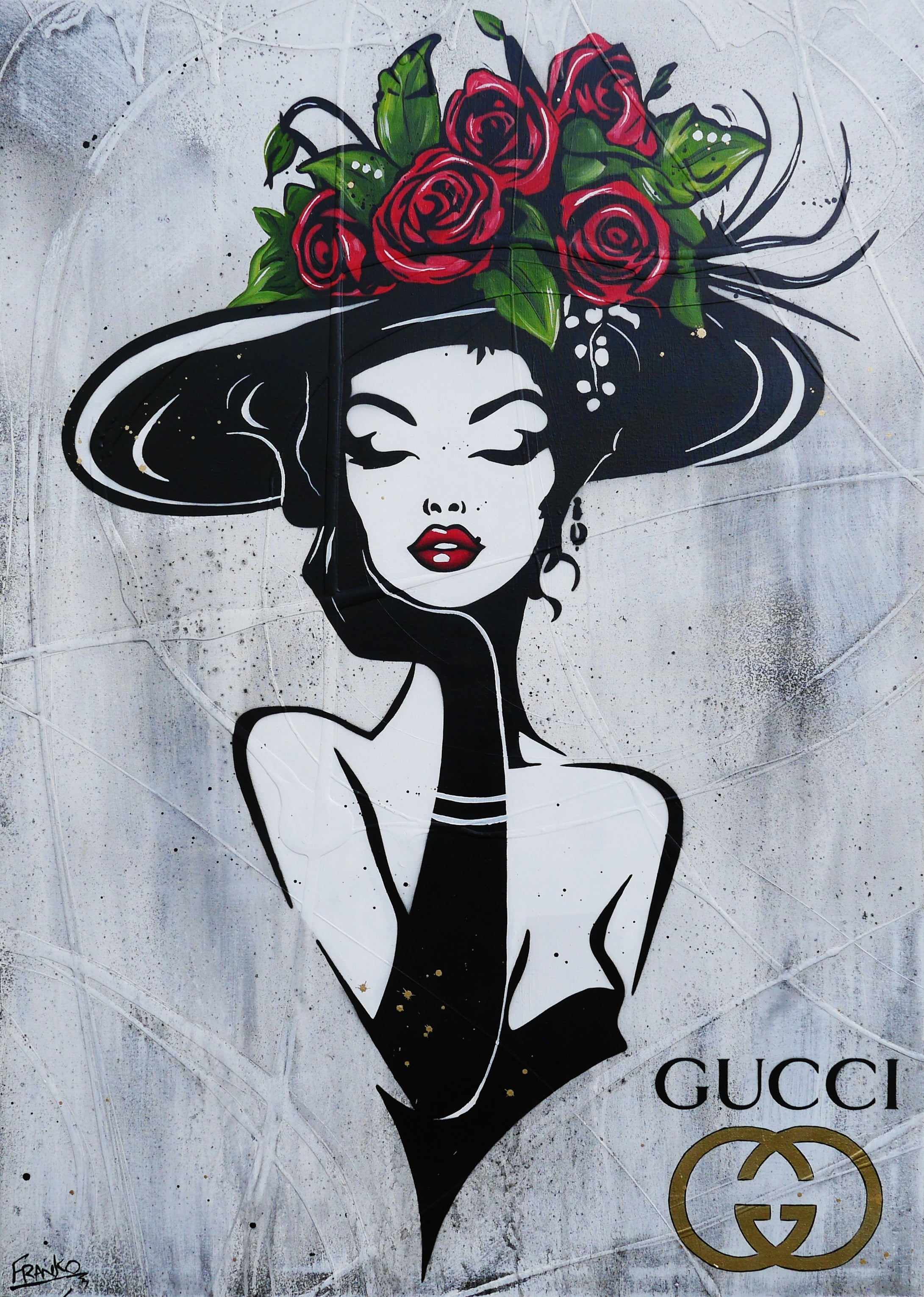 Roses Inc. 100cm x 140cm Textured Urban Pop Art Painting-Urban Pop Art-[Franko]-[Australian Artist]-[Large]-[Popular]-Franklin Art Studio