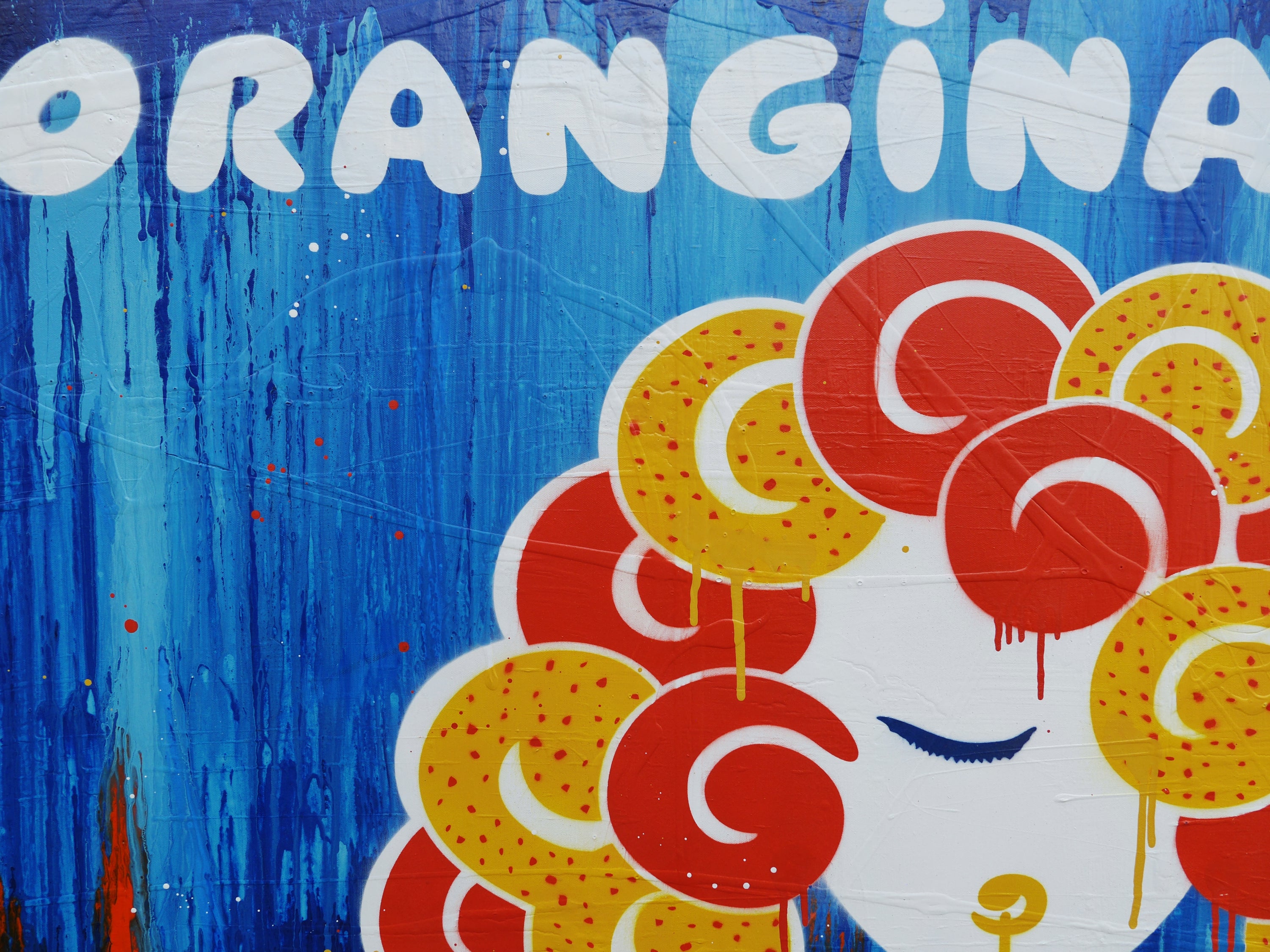 Spring Orangina 160cm x 100cm Textured Urban Pop Art Painting-Urban Pop Art-Franko-[huge]-[Australian]-[best Selling]-Franklin Art Studio