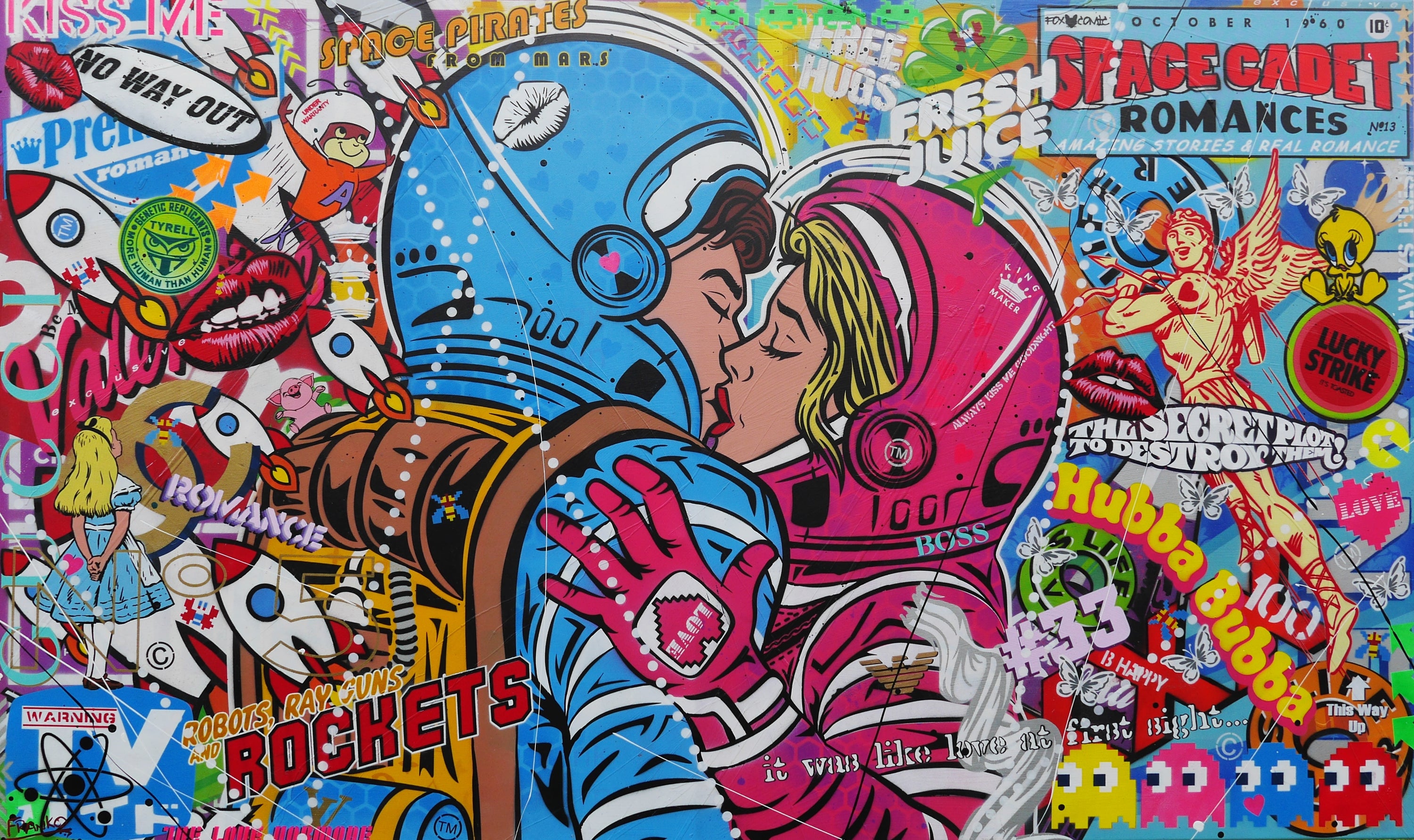 Cadets Romance 200cm x 120cm Textured Urban Pop Art Painting-Urban Pop Art-[Franko]-[Australian Artist]-[Large]-[Popular]-Franklin Art Studio