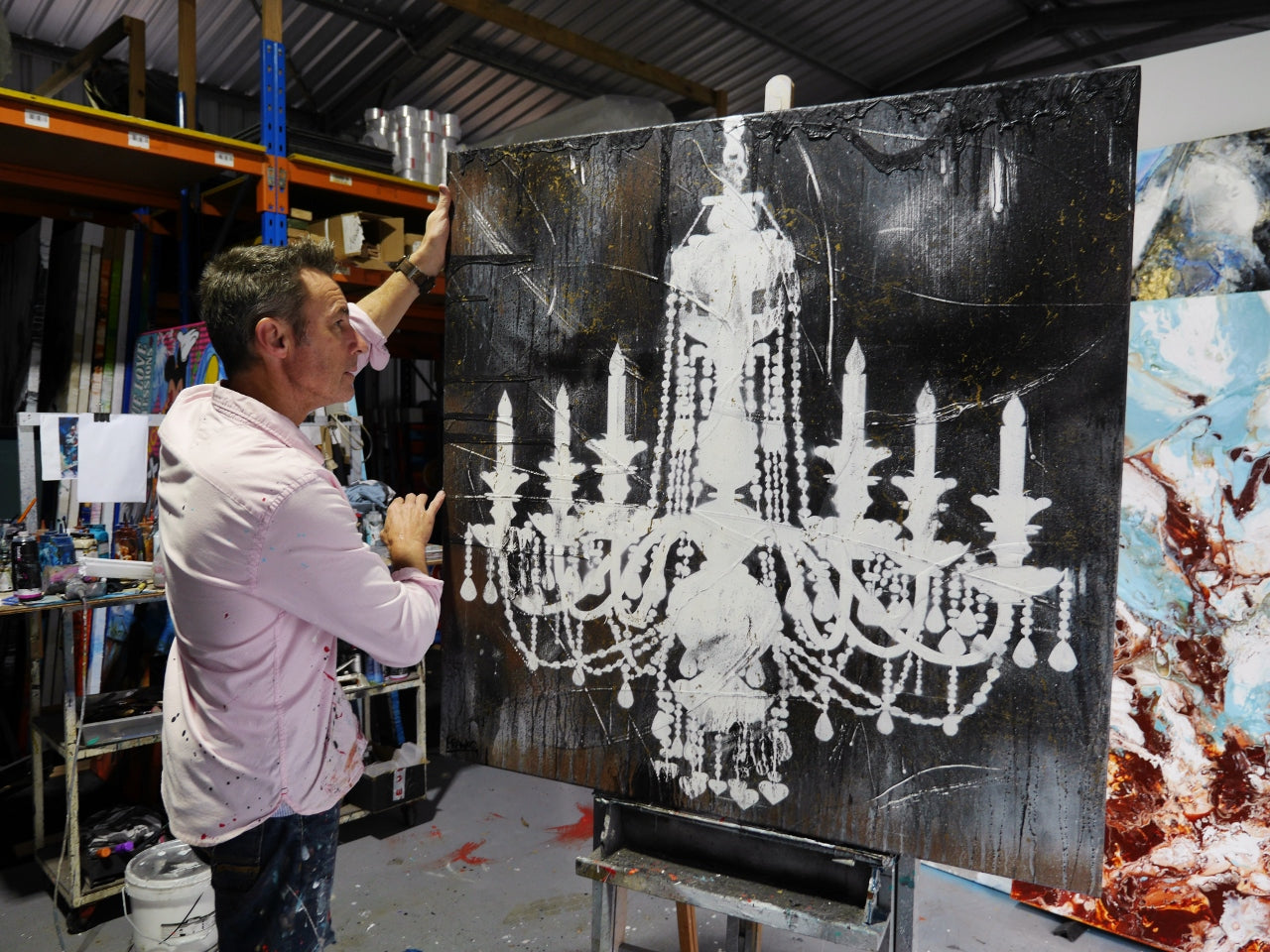 Gothic Drama 120cm x 120cm Chandeleir Textured Urban Pop Art Painting-Urban Pop Art-[Franko]-[Australian]-[Popular]-[Best Selling]-Franklin Art Studio