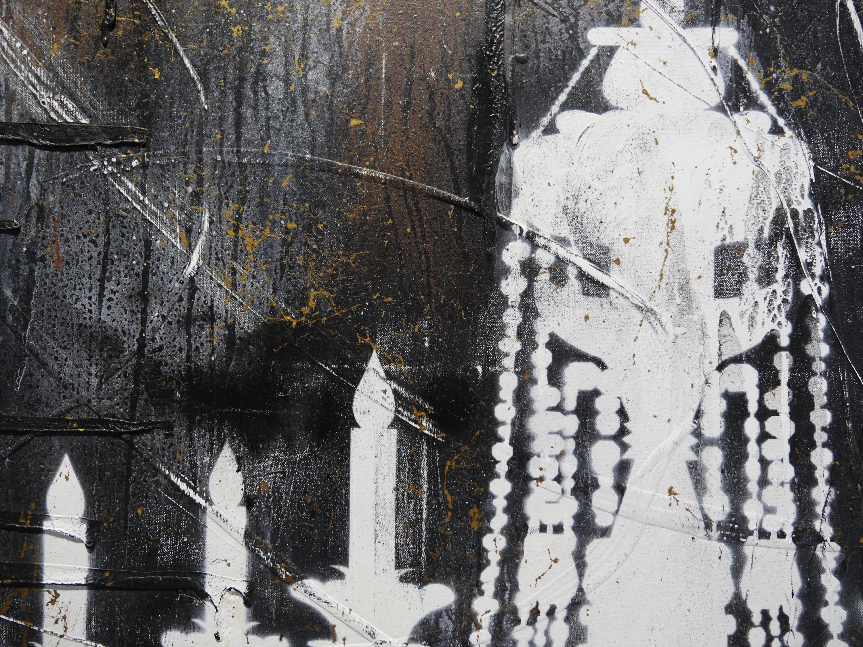 Gothic Drama 120cm x 120cm Chandeleir Textured Urban Pop Art Painting