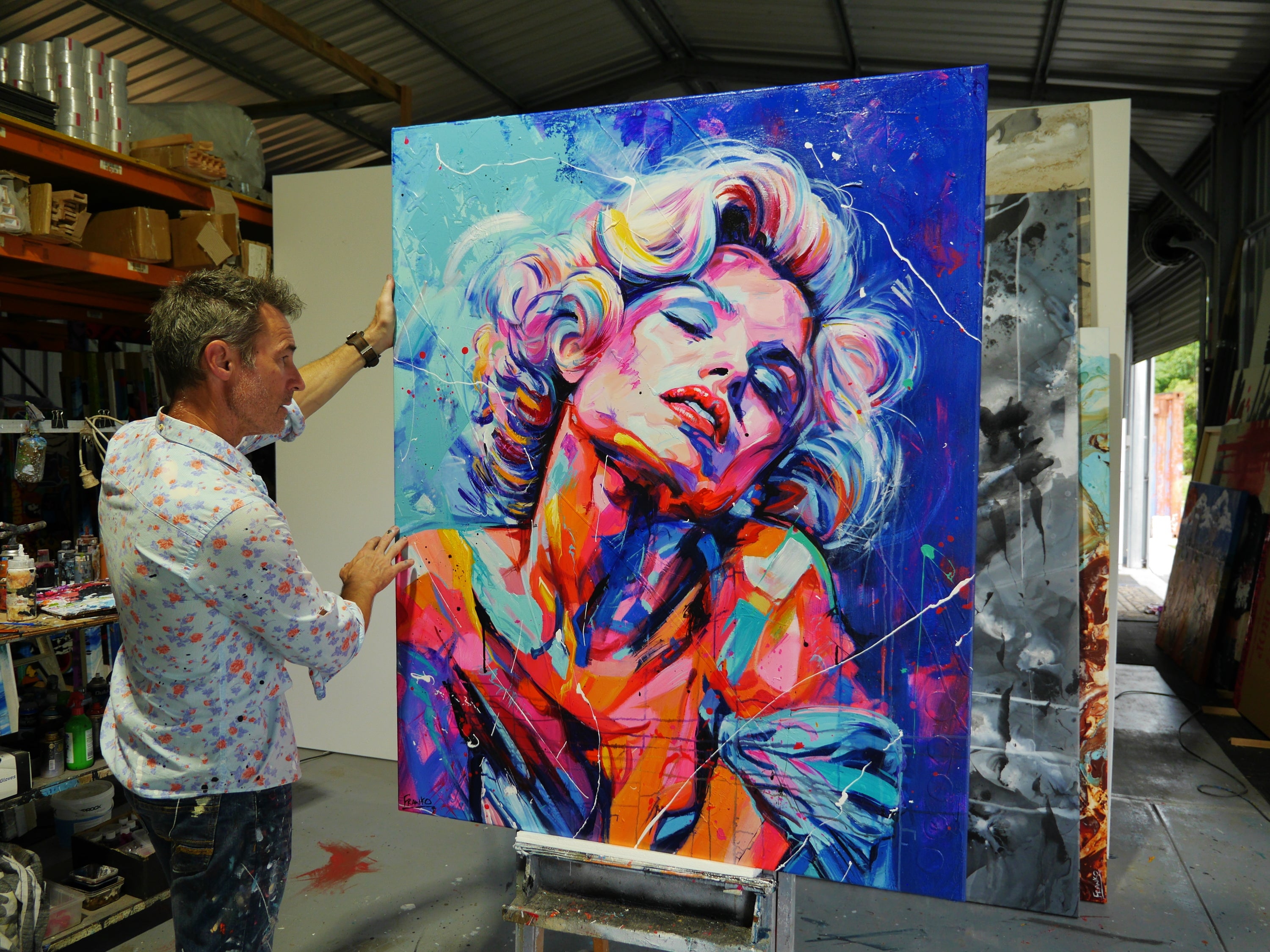 Neon 120cm x 150cm Marilyn Monroe Textured Abstract Realism Painting (SOLD)