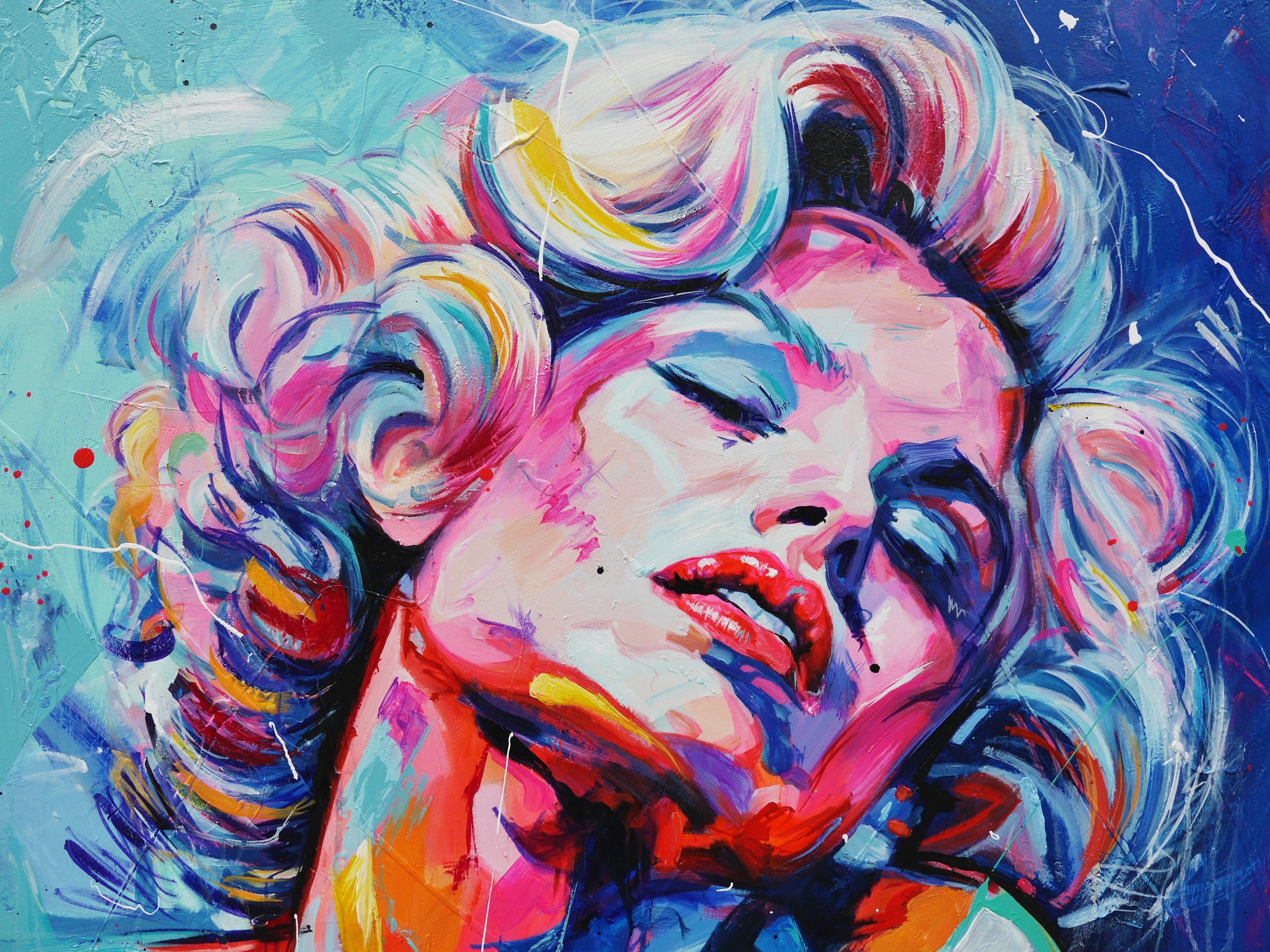 Neon 120cm x 150cm Marilyn Monroe Textured Abstract Realism Painting (SOLD)