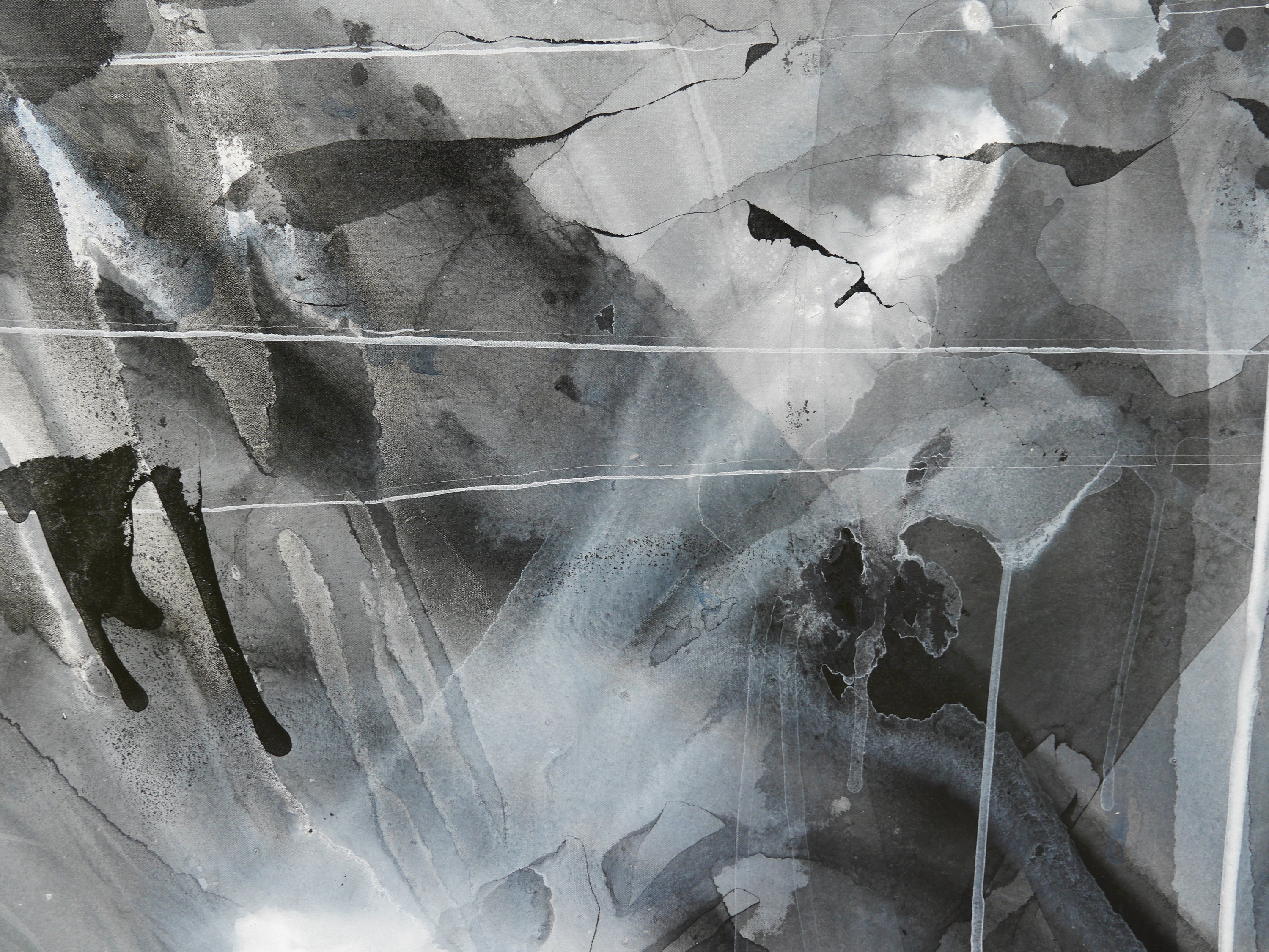 Refined 777 240cm x 100cm Greyscale Blended Ink Abstract Painting (SOLD)