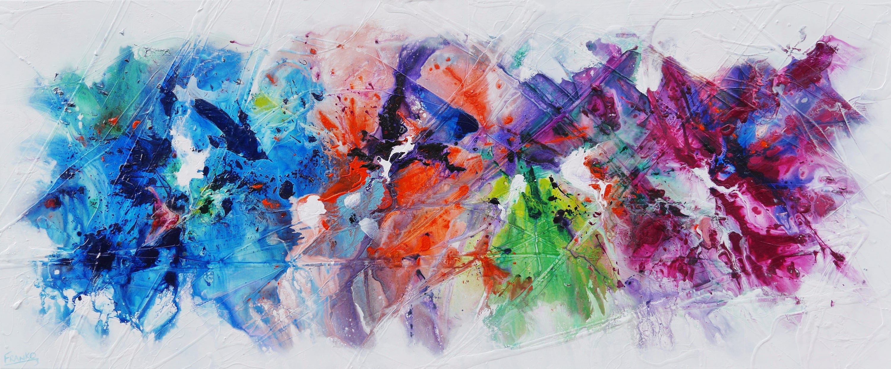 Magenta Bouquet 240cm x 100cm Colourful Textured Abstract Painting