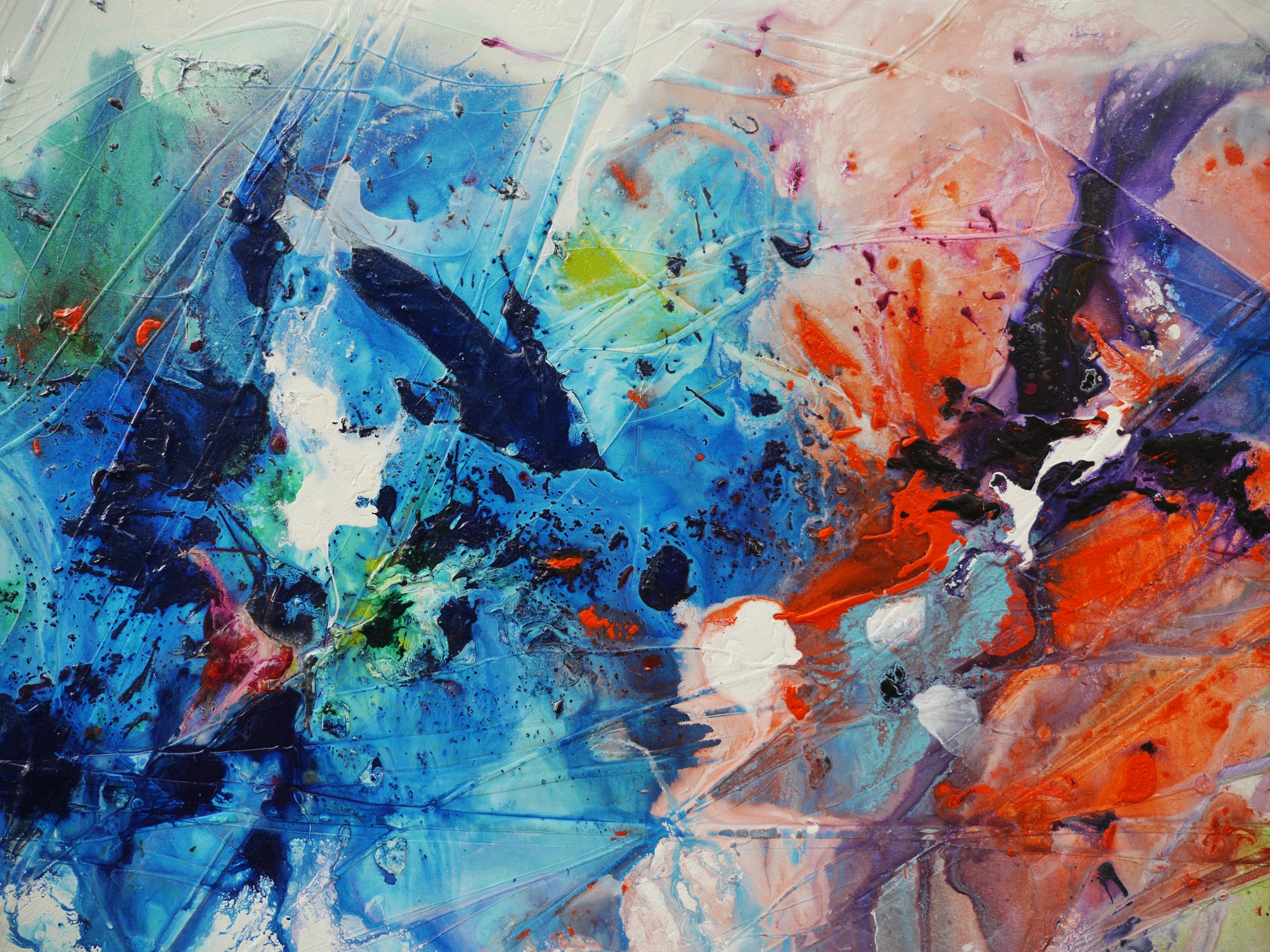 Magenta Bouquet 240cm x 100cm Colourful Textured Abstract Painting