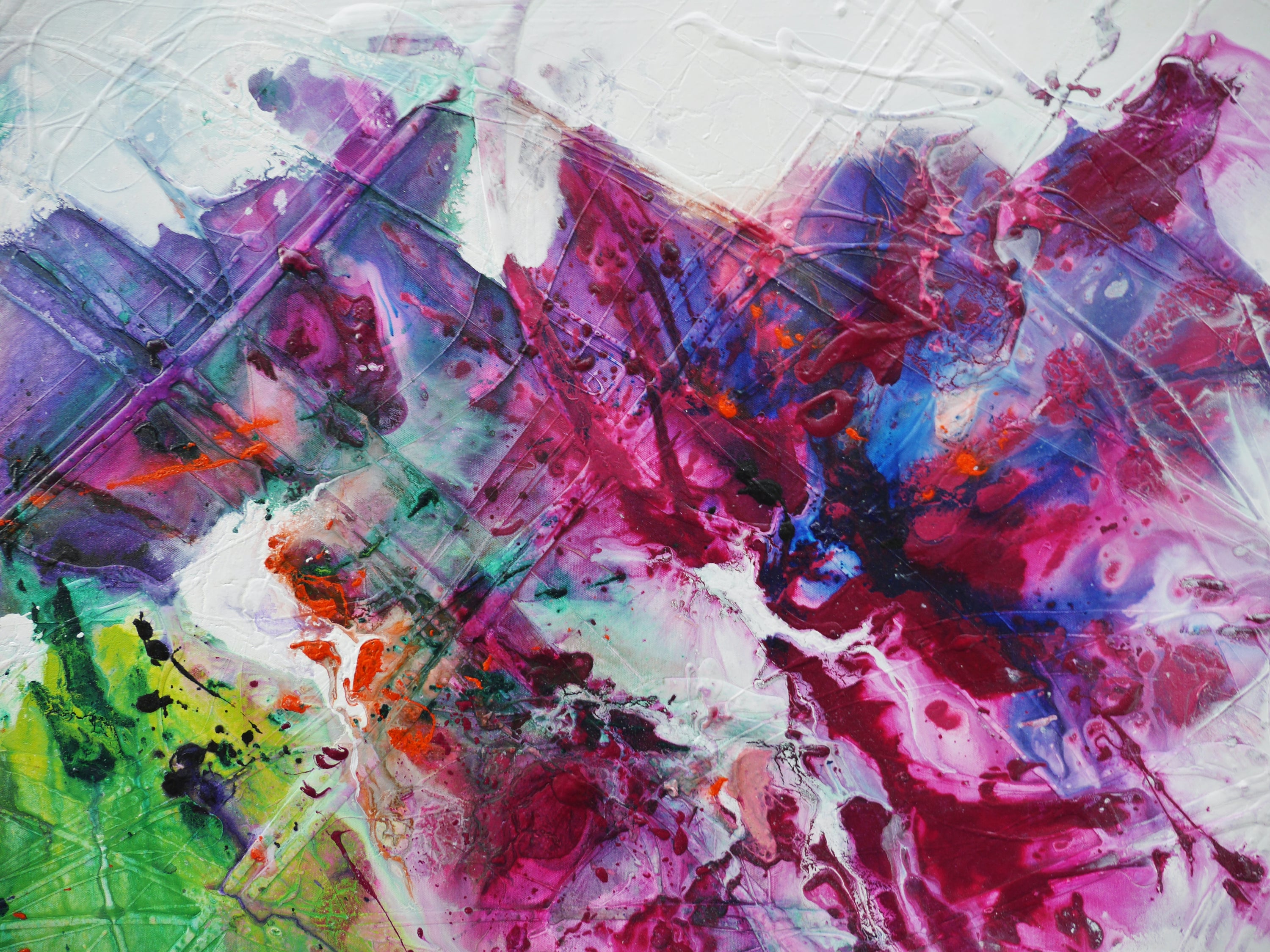 Magenta Bouquet 240cm x 100cm Colourful Textured Abstract Painting