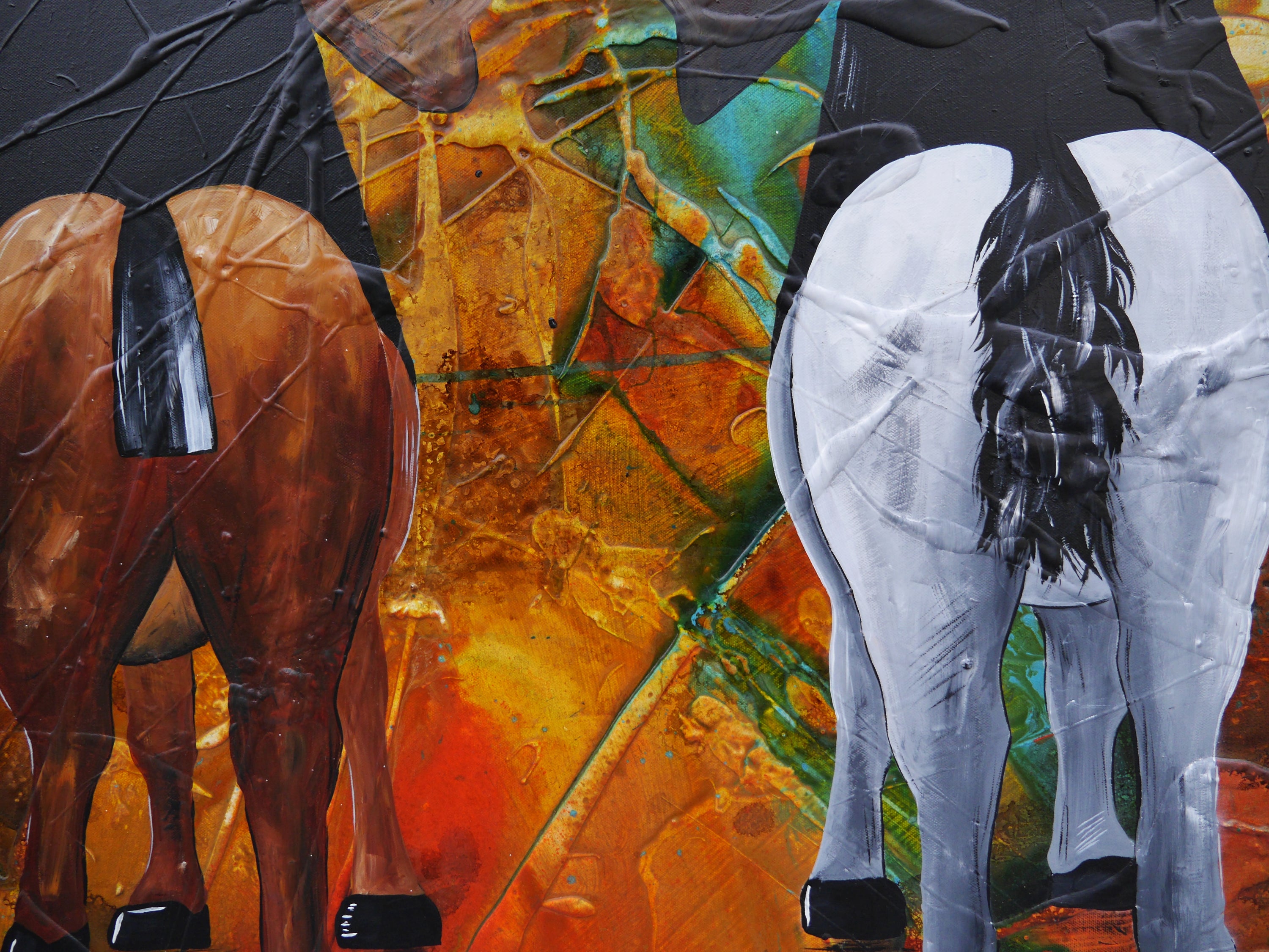 Brothers in the Bush 120cm x 120cm Ned Kelly Abstract Realism Textured Painting (SOLD)