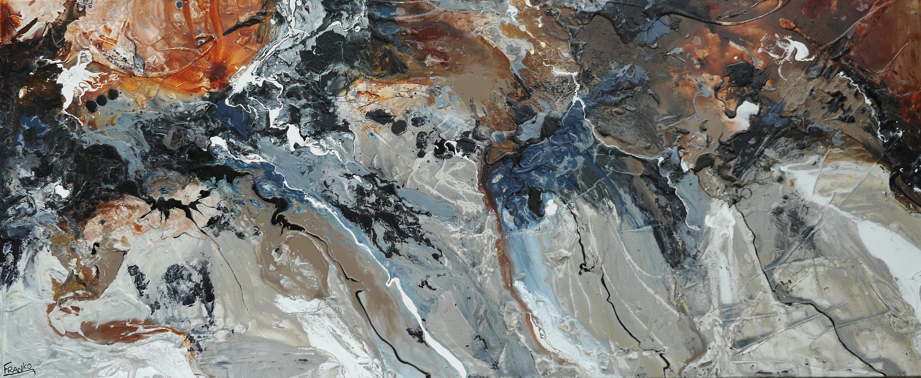 Rusted Denim 240cm x 100cm Textured Abstract Painting
