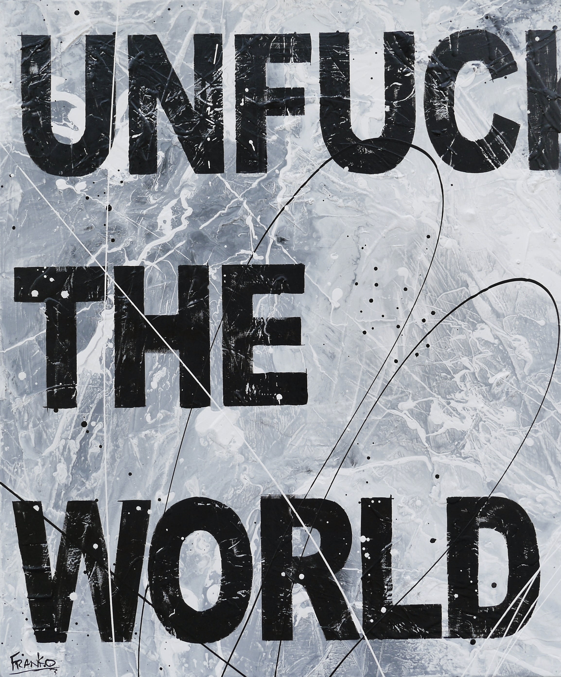 The World Over 60cm x 75cm Textured Urban Pop Art Painting