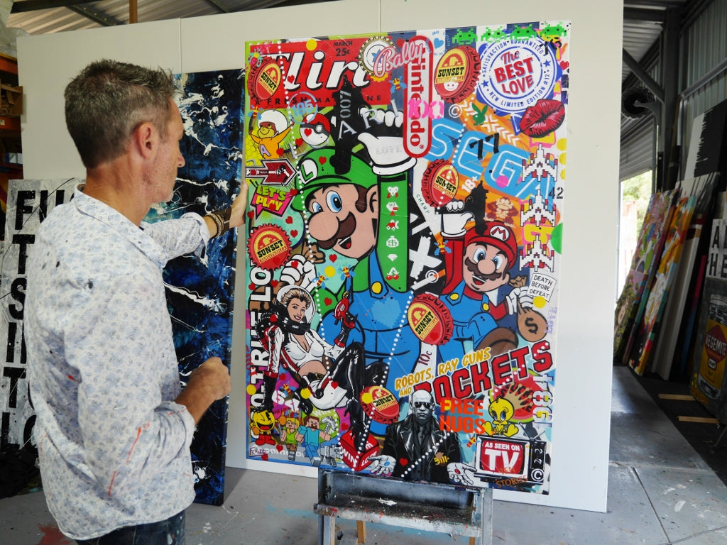Italian Bandits 100cm x 140cm Textured Urban Pop Art Painting (SOLD)