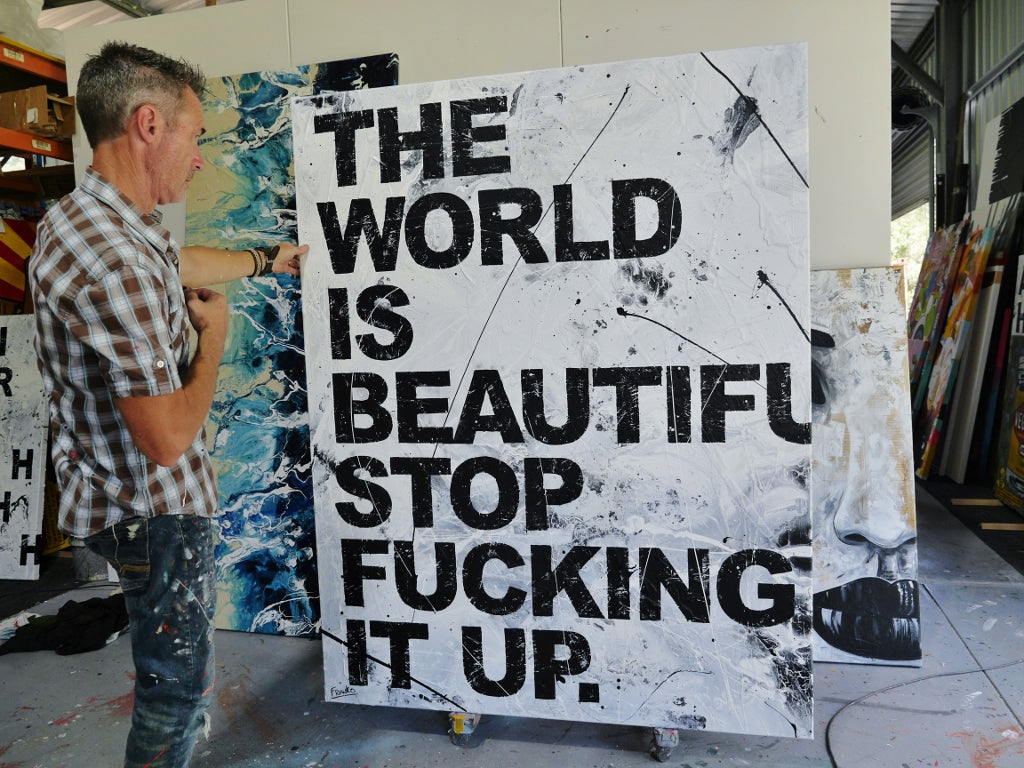 Big Beautiful World 140cm x 180cm Textured Urban Pop Art Painting