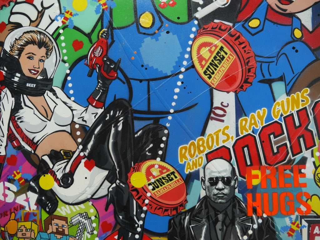 Italian Bandits 100cm x 140cm Textured Urban Pop Art Painting (SOLD)