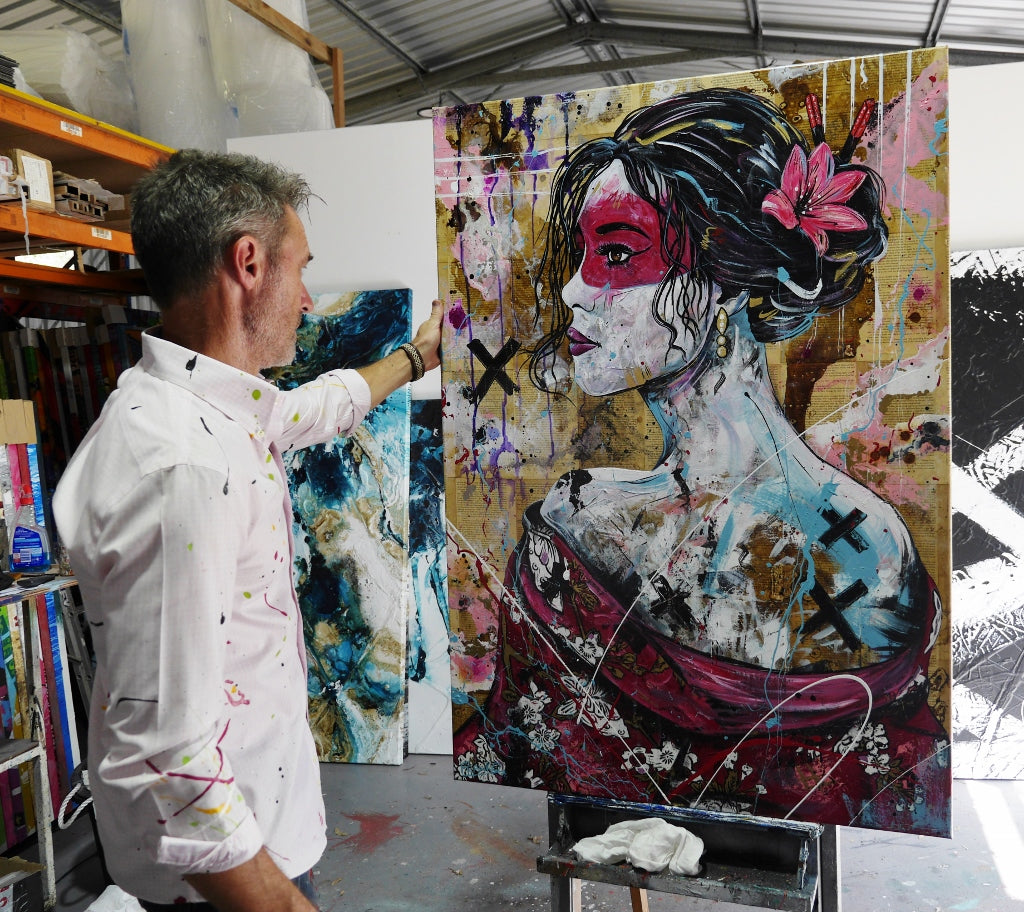 Rubi 100cm x 140cm Geisha Abstract Realism Book Club Painting