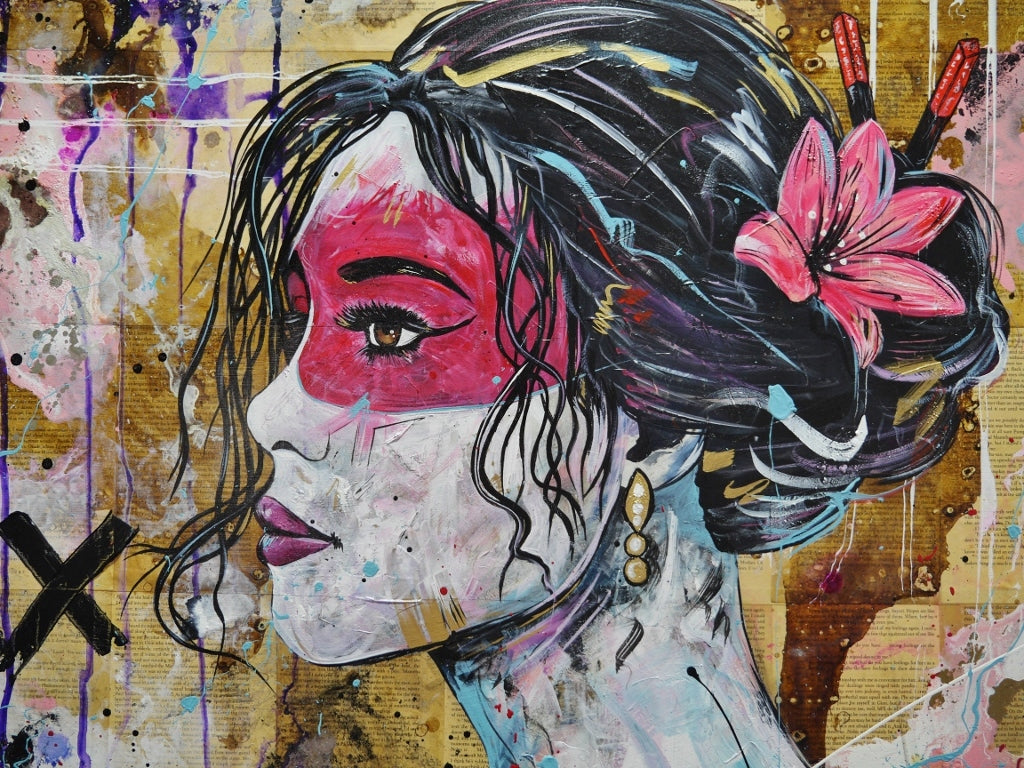 Rubi 100cm x 140cm Geisha Abstract Realism Book Club Painting