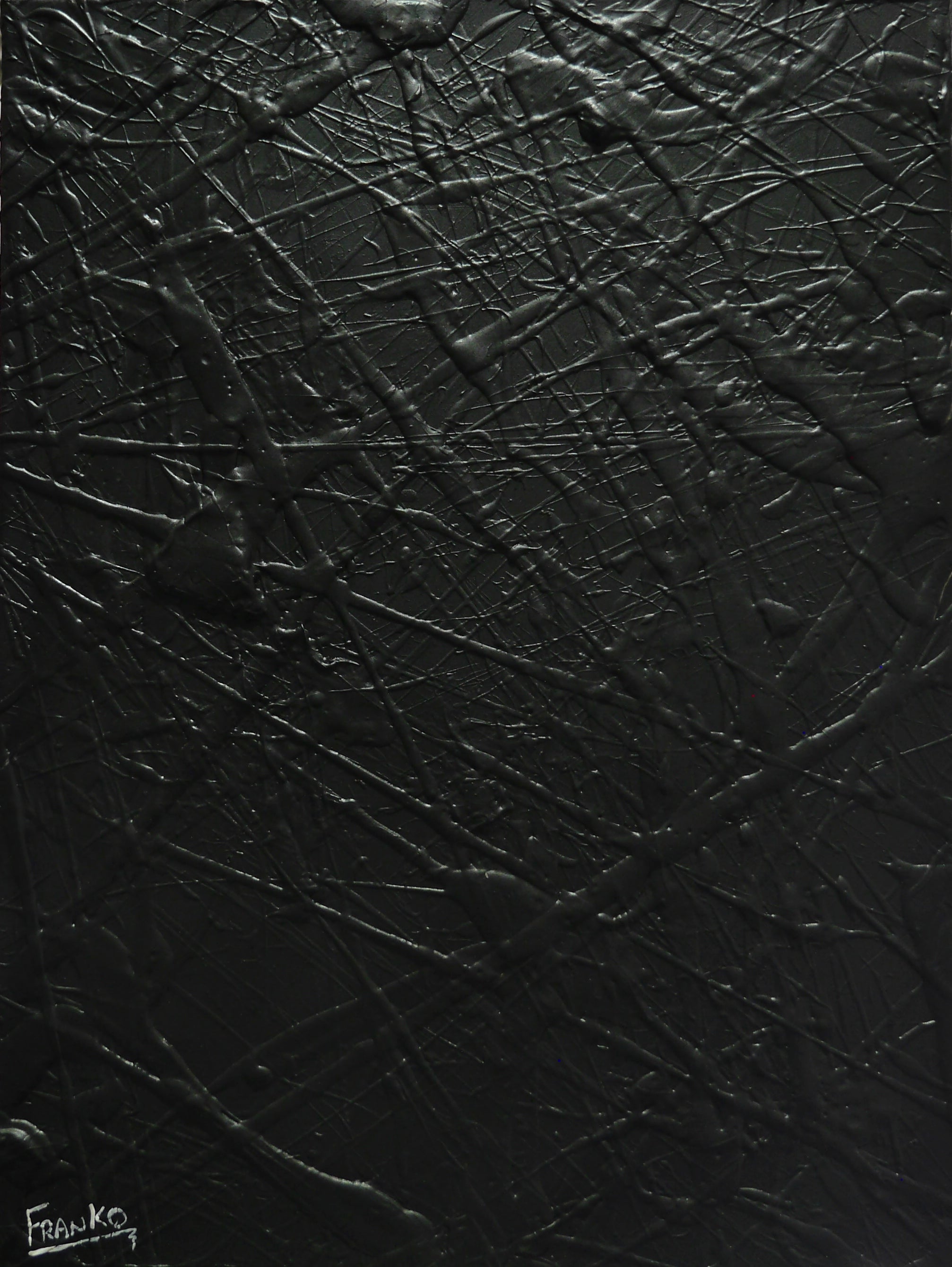 Little Wicked 75cm x 100cm Black Textured Abstract Painting