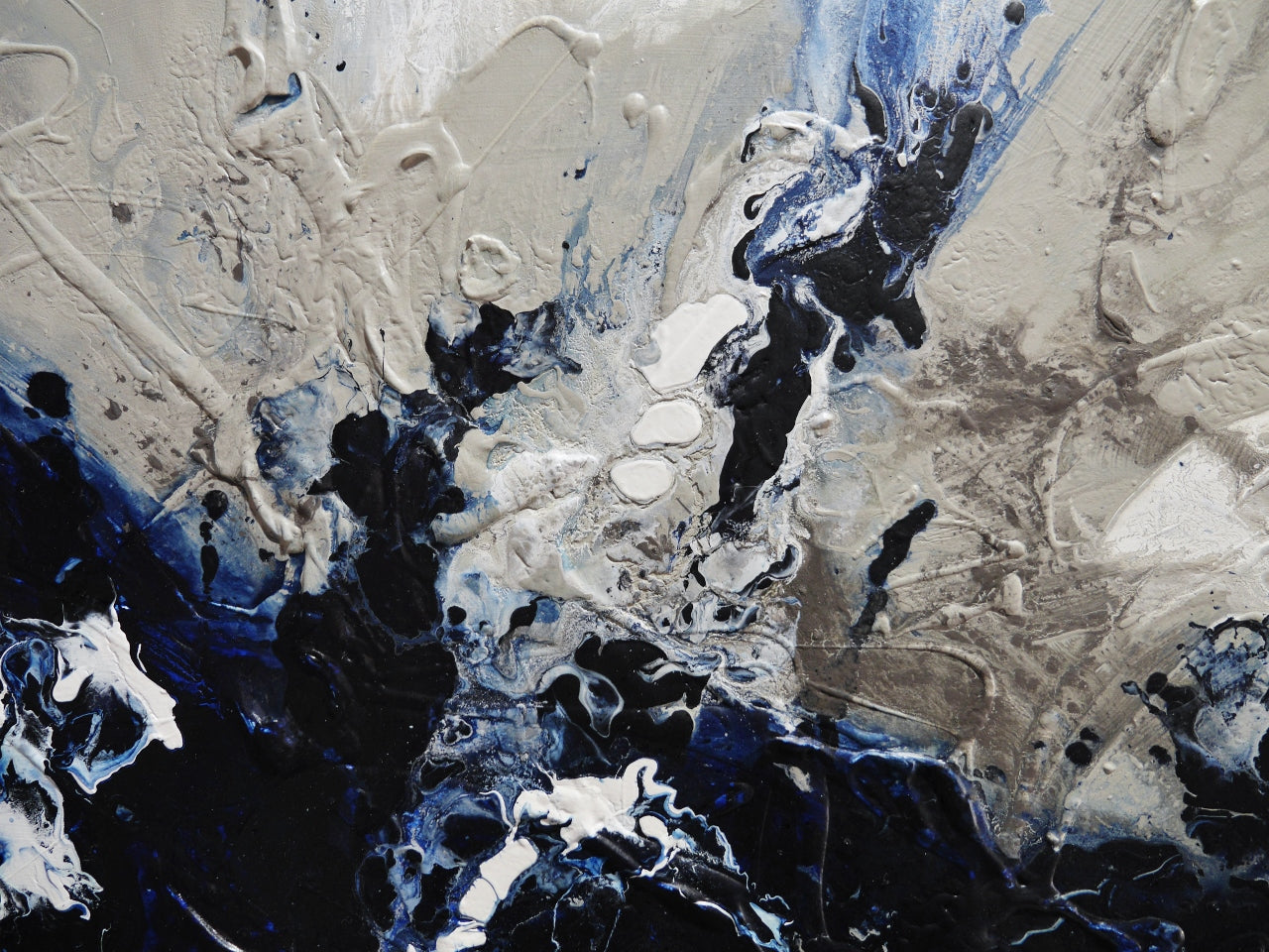 Deep Denim 190cm x 100cm Blue Textured Abstract Painting (SOLD)