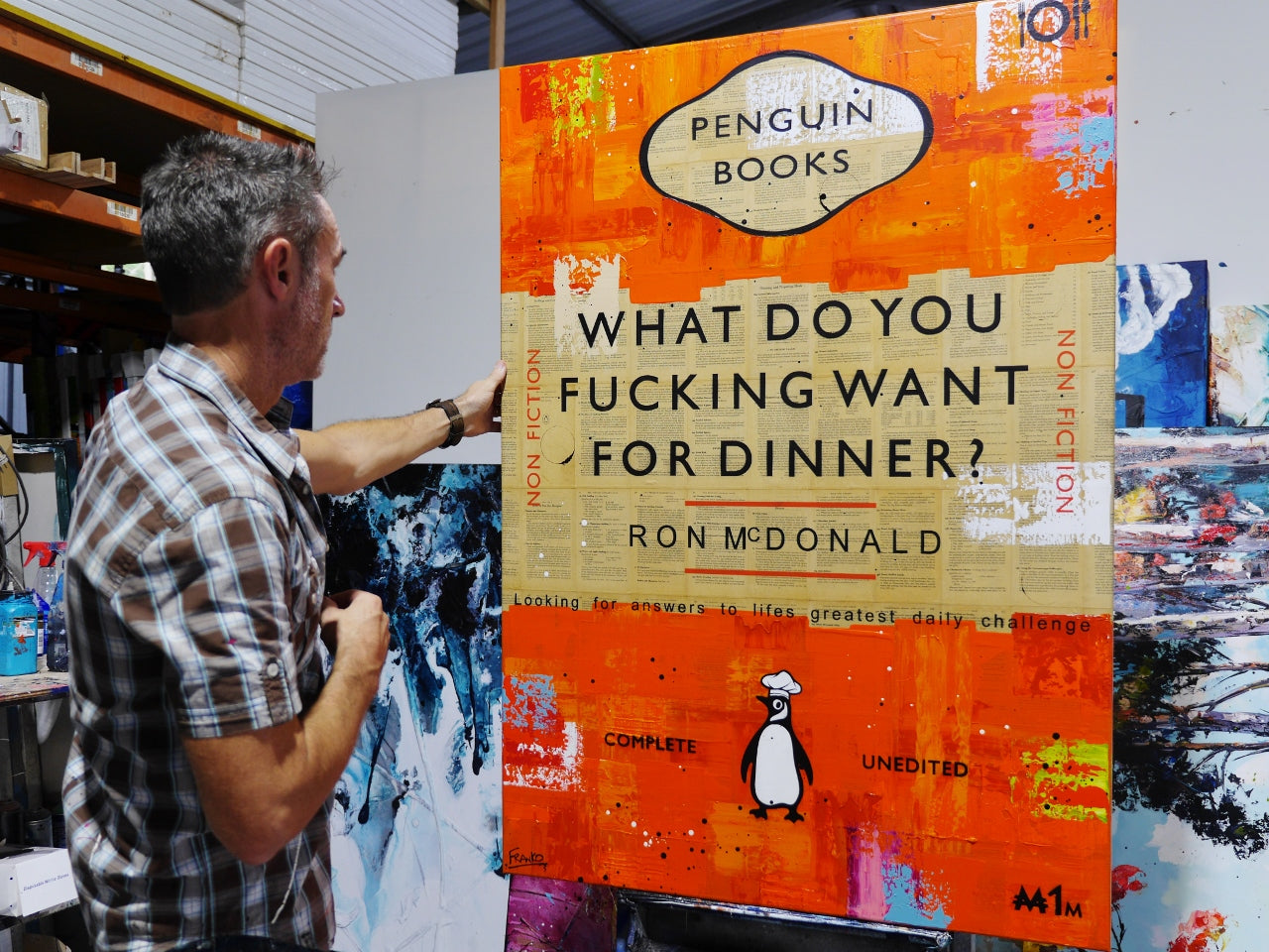 Dinner Time 140cm x 100cm Cooking Urban Pop Book Club Painting