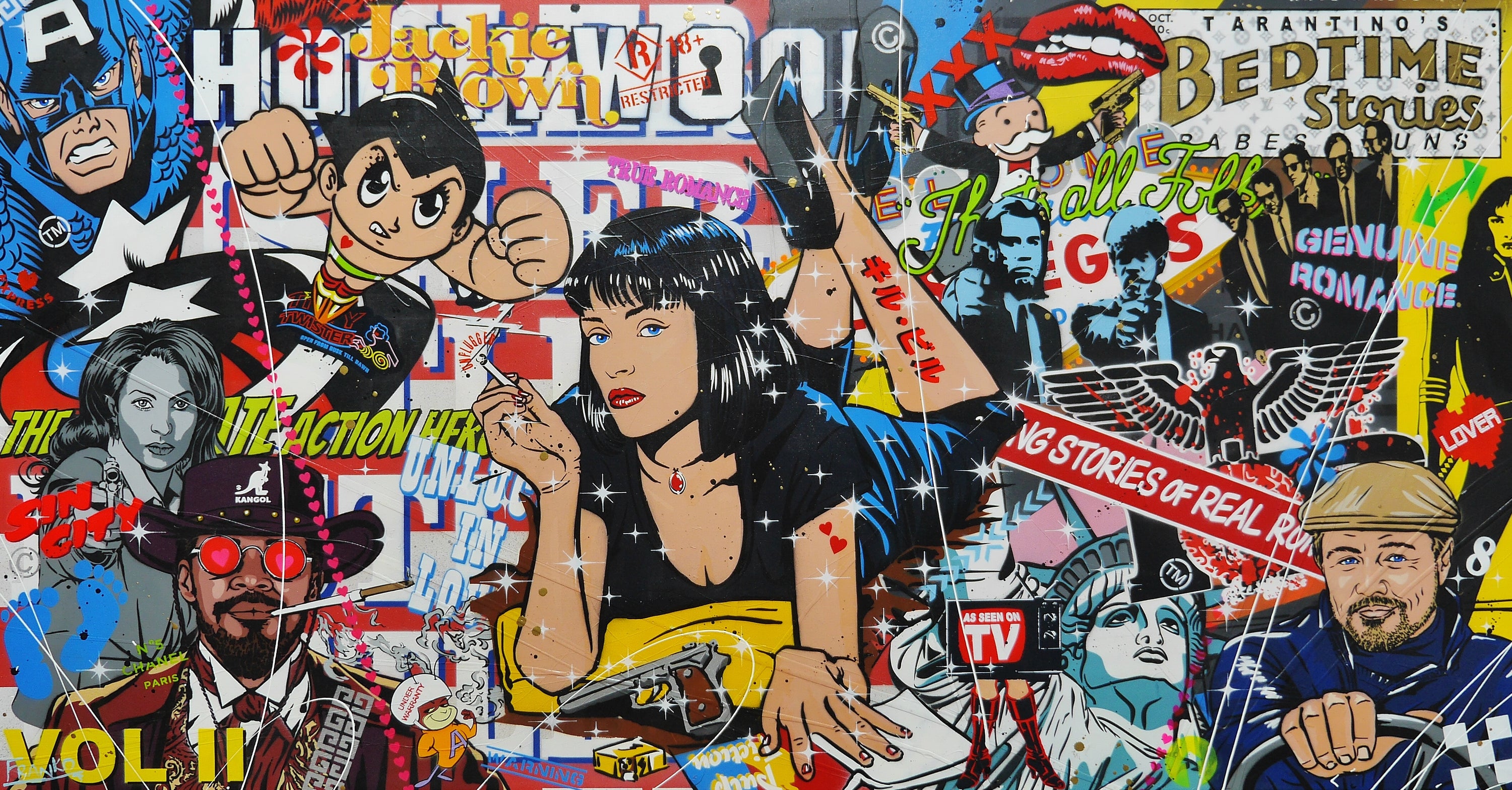 Bedtime with Quentin 190cm x 100cm Textured Urban Pop Art Painting