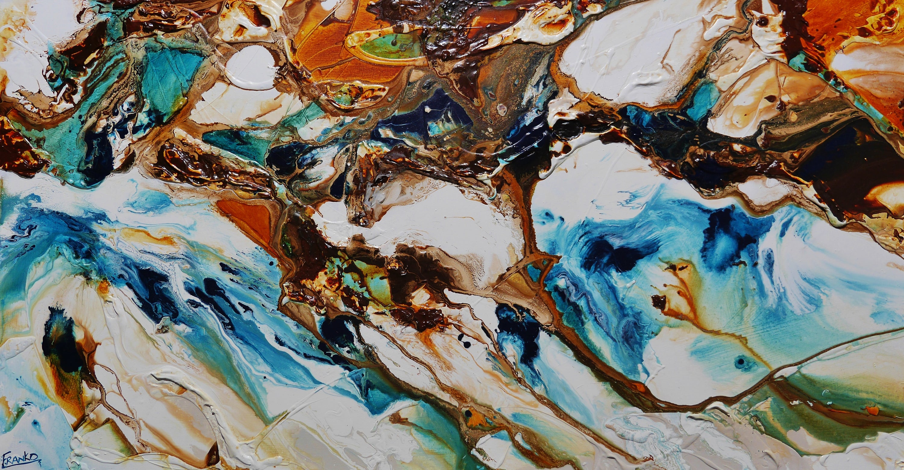 Aquatic Transition 190cm x 100cm Textured Abstract Painting