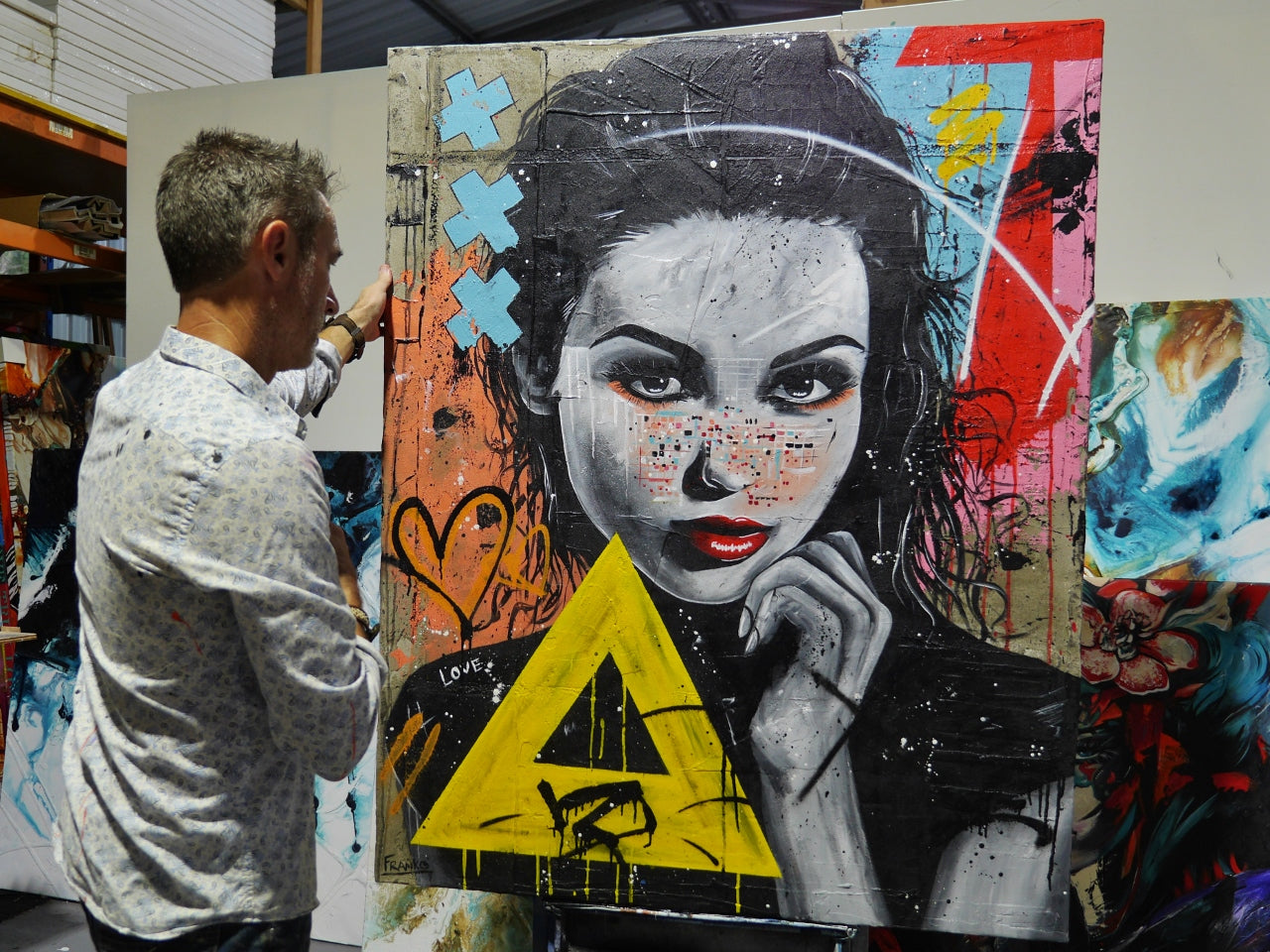 Tags 120cm x 150cm Sexy Concrete Textured Street Art Painting