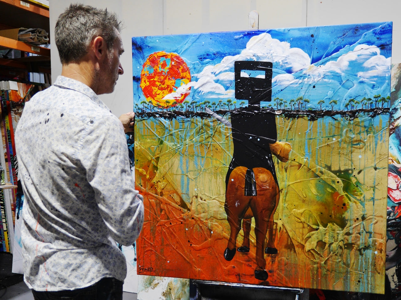 Classic Ned 120cm x 120cm Ned Kelly Abstract Realism Textured Painting