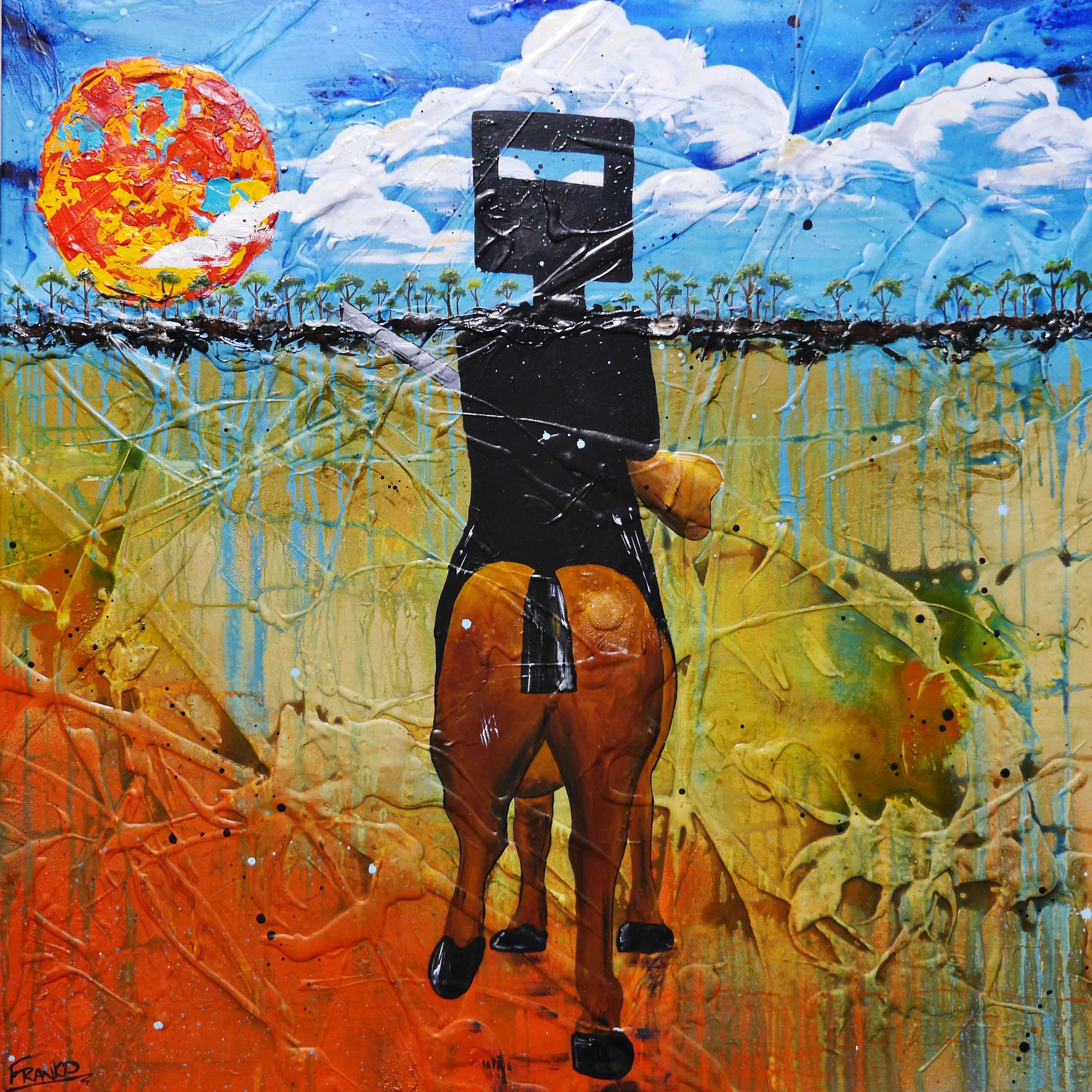 Classic Ned 120cm x 120cm Ned Kelly Abstract Realism Textured Painting