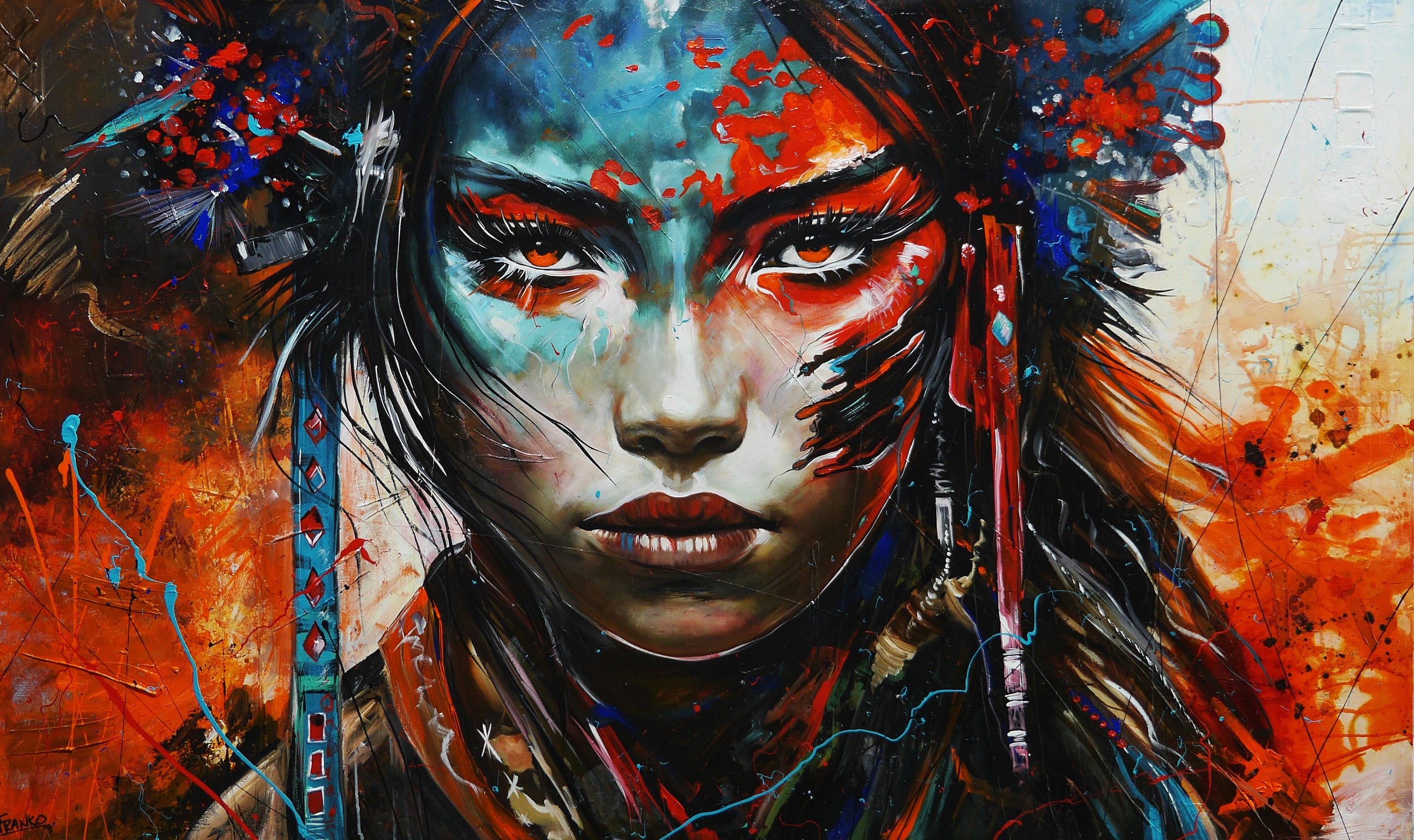 Jingu 200cm x 120cm Framed Brave and Beautiful Abstract Framed Textured Painting