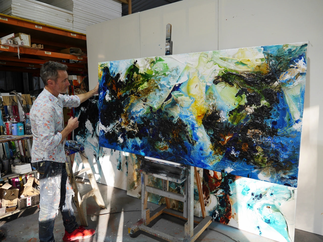 Blue Summer 200cm x 100cm Textured Abstract Painting