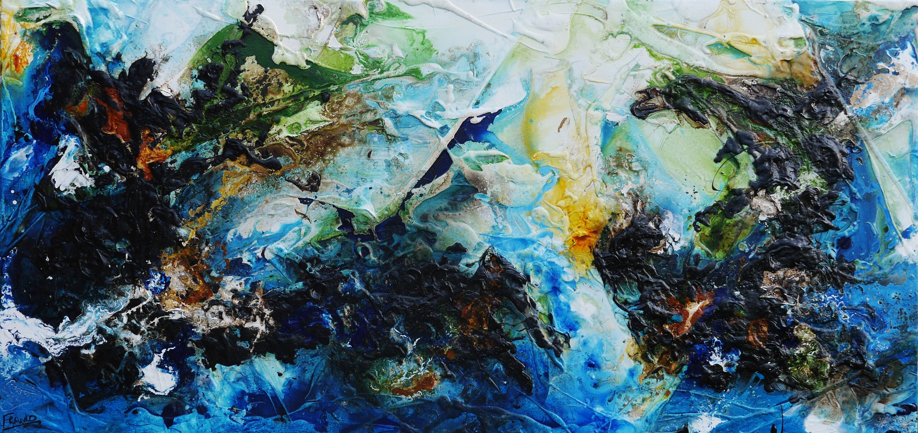 Blue Summer 200cm x 100cm Textured Abstract Painting