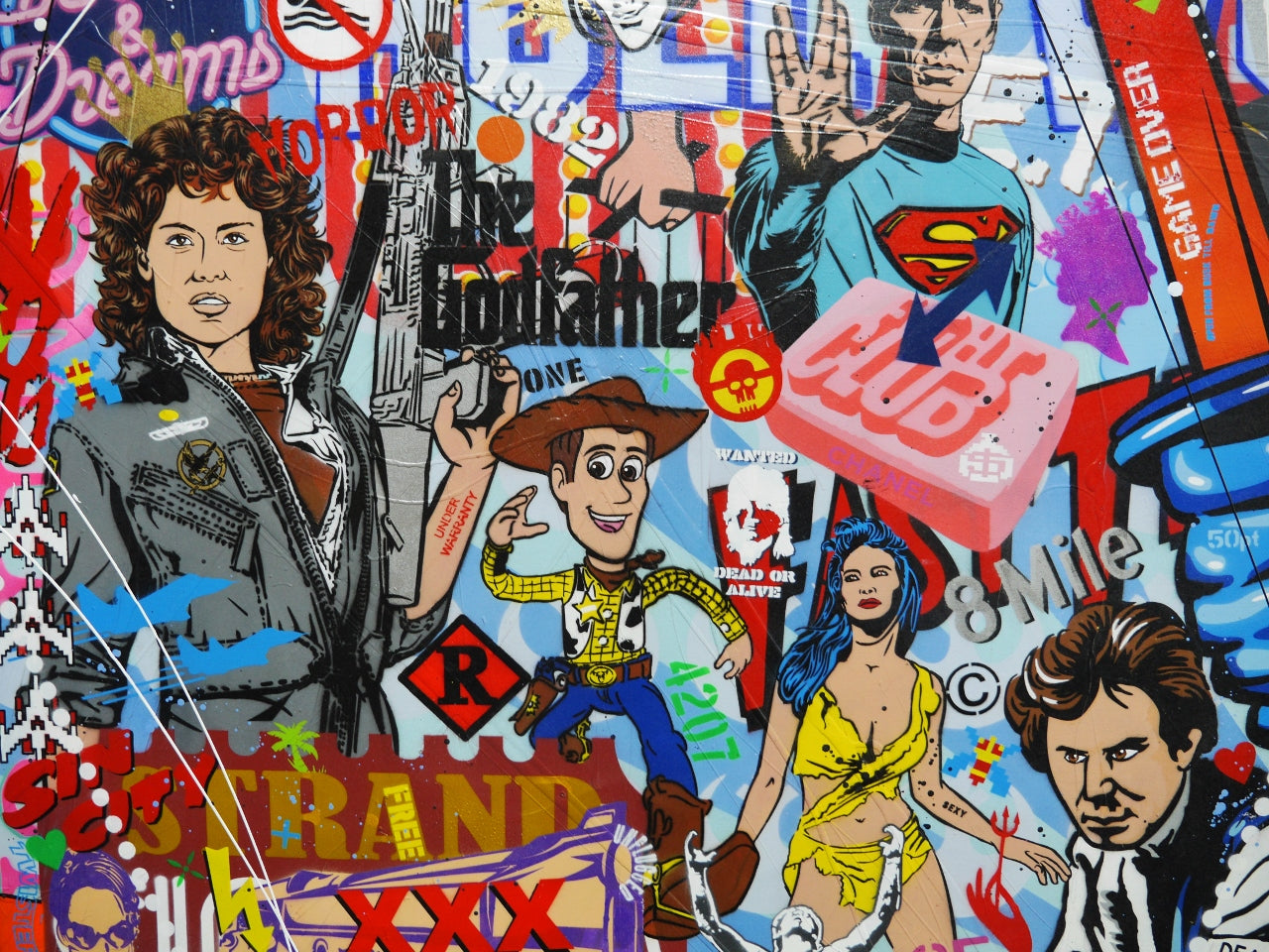 Super Cinematica 240cm x 100cm Textured Urban Pop Art Painting
