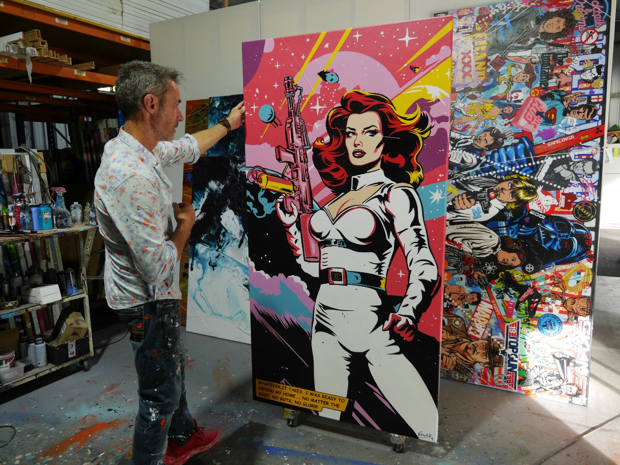 Interstellar Diva 190cm x 100cm Textured Space Ranger Classic Pop Art Painting