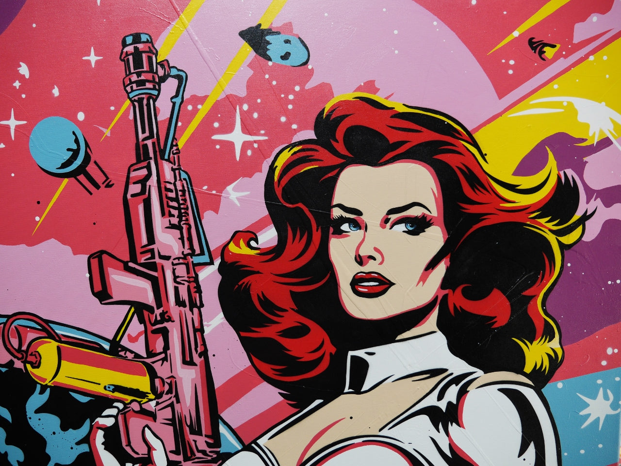 Interstellar Diva 190cm x 100cm Textured Space Ranger Classic Pop Art Painting