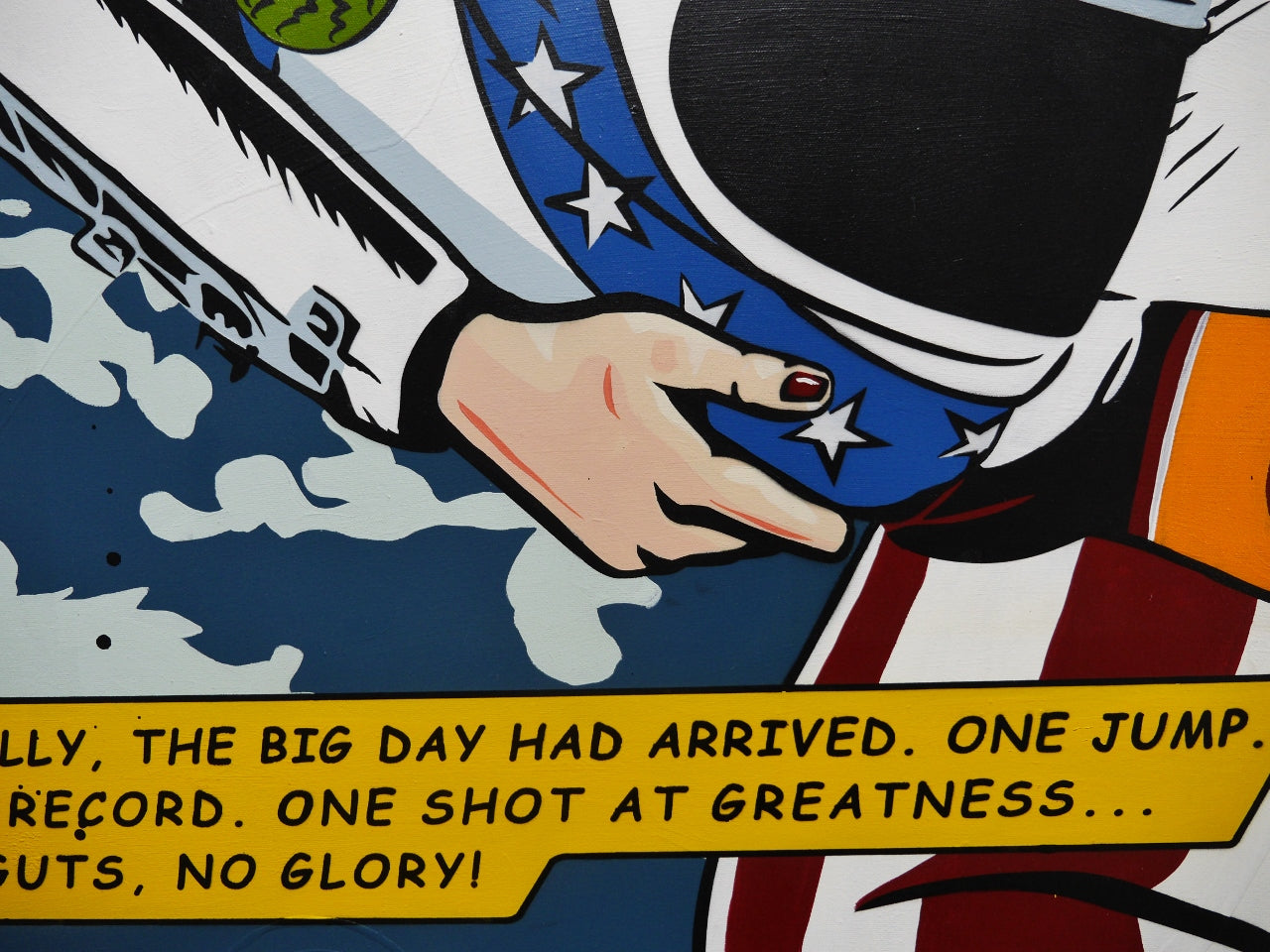 One Record 150cm x 150cm Evel Knievel Stunt Devil Textured Classic Pop Art Painting
