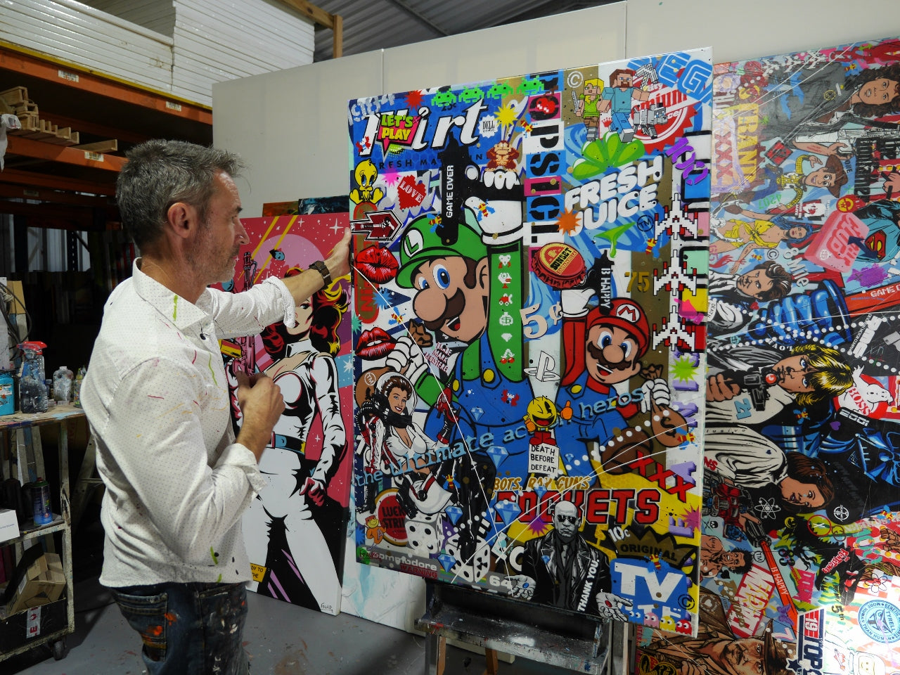 Super Smash and Grab 140cm x 100cm Textured Urban Pop Art Painting