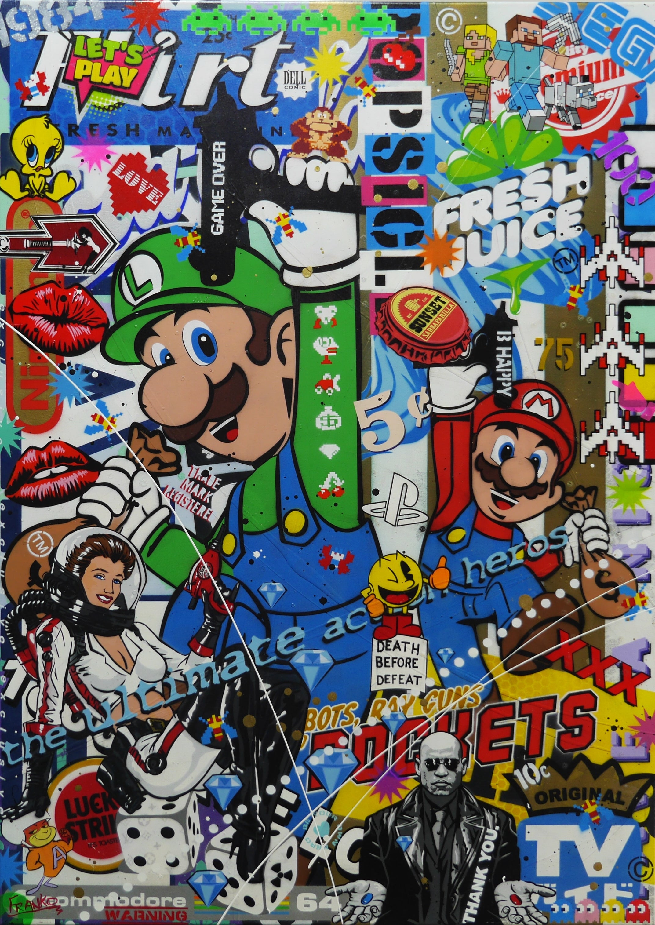 Super Smash and Grab 140cm x 100cm Textured Urban Pop Art Painting