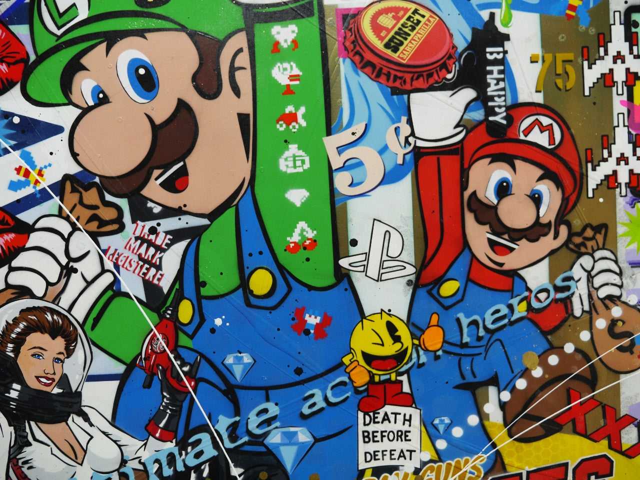 Super Smash and Grab 140cm x 100cm Textured Urban Pop Art Painting