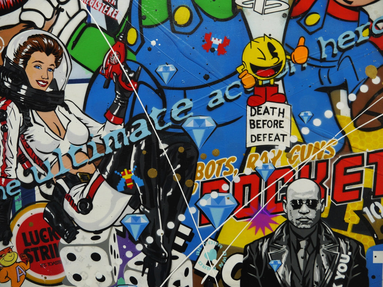 Super Smash and Grab 140cm x 100cm Textured Urban Pop Art Painting