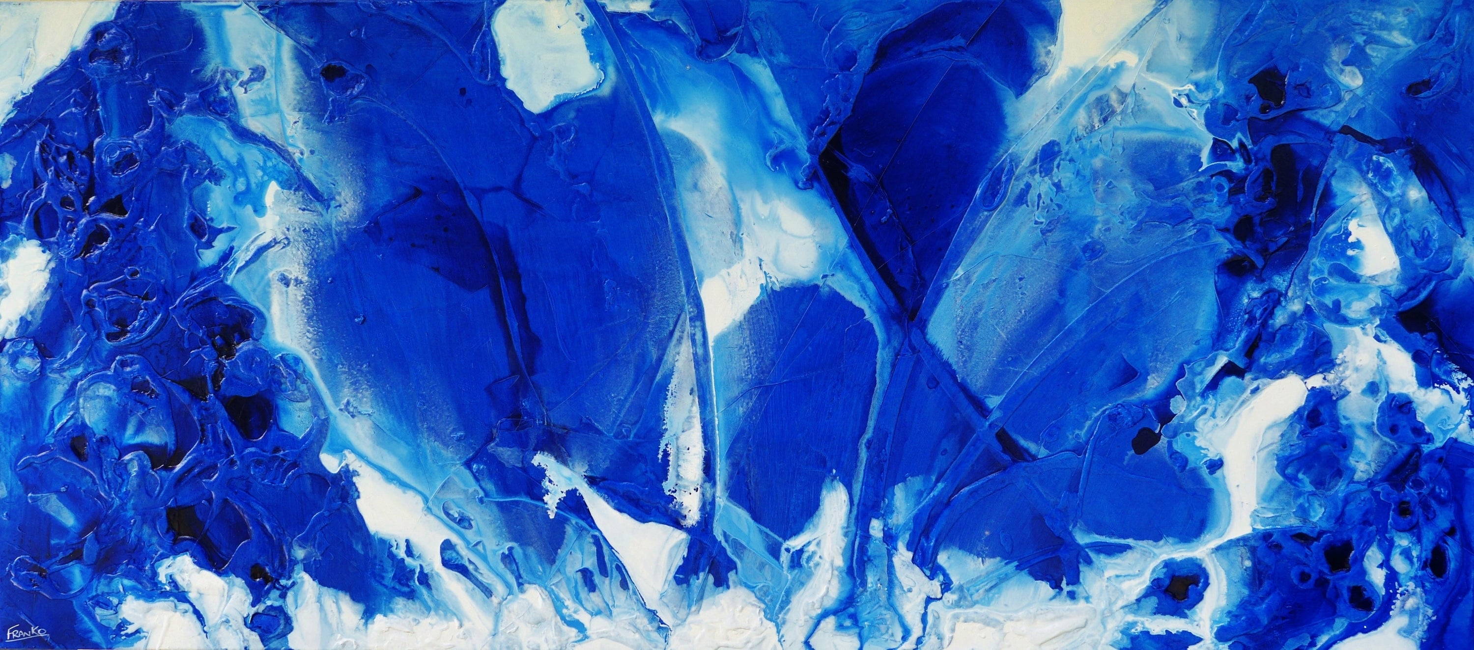 Aquatic Infusion 270cm x 120cm Textured Abstract Painting-Abstract-[Franko_Artist]-[Australian_artist]-[Gold_Coast]-[Brisbane]-[modern]-[contemporary]-[original]-[Large_artwork]-Franklin Art Studio