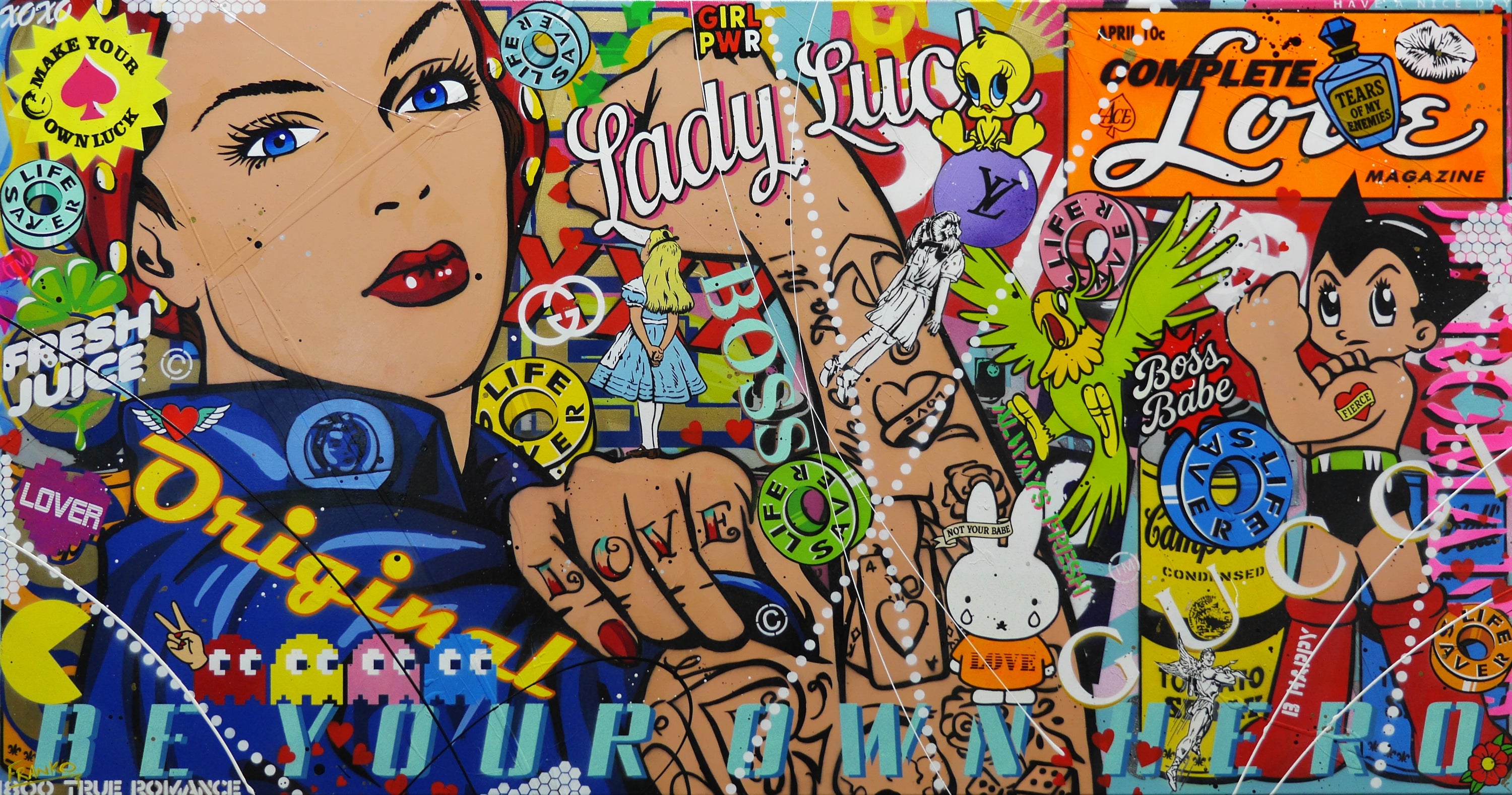 Rosie Power 190cm x 100cm Rosie the Riveter Textured Urban Pop Art Painting