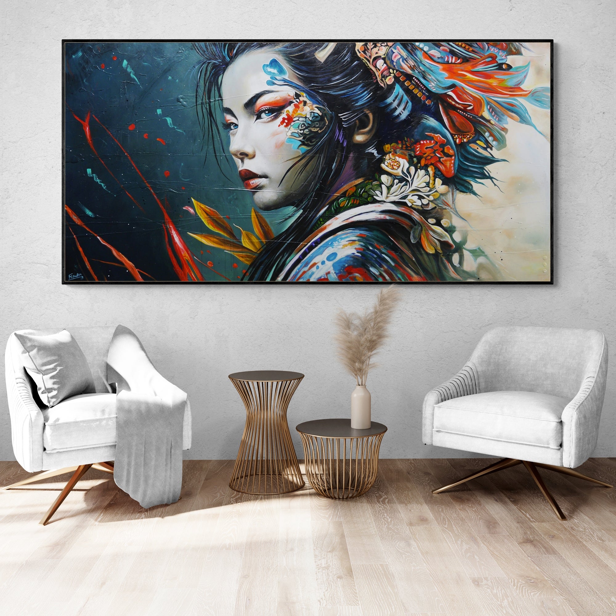 Isamu 240cm x 120cm Framed Abstract Realism Textured Painting