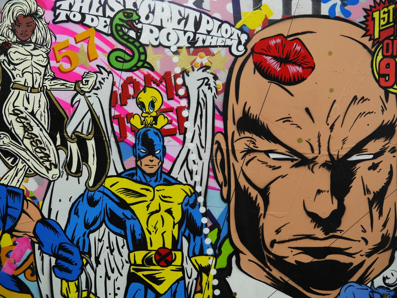 X Marks The Spot 160cm x 100cm Textured Urban Pop Art Painting