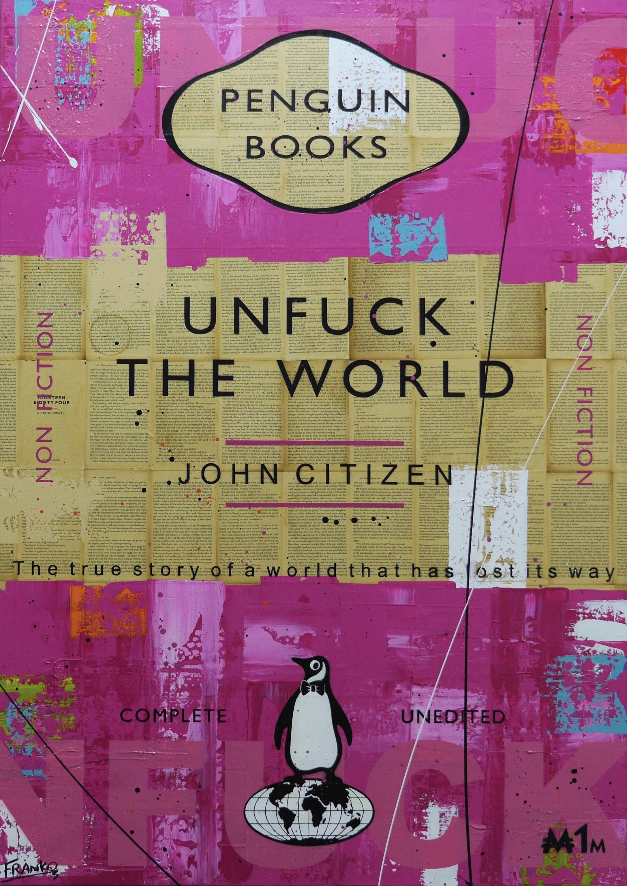 Your World 140cm x 100cm Urban Pop Book Club Painting-book club-[Franko_Artist]-[Australian_artist]-[Gold_Coast]-[Brisbane]-[modern]-[contemporary]-[original]-[Large_artwork]-Franklin Art Studio