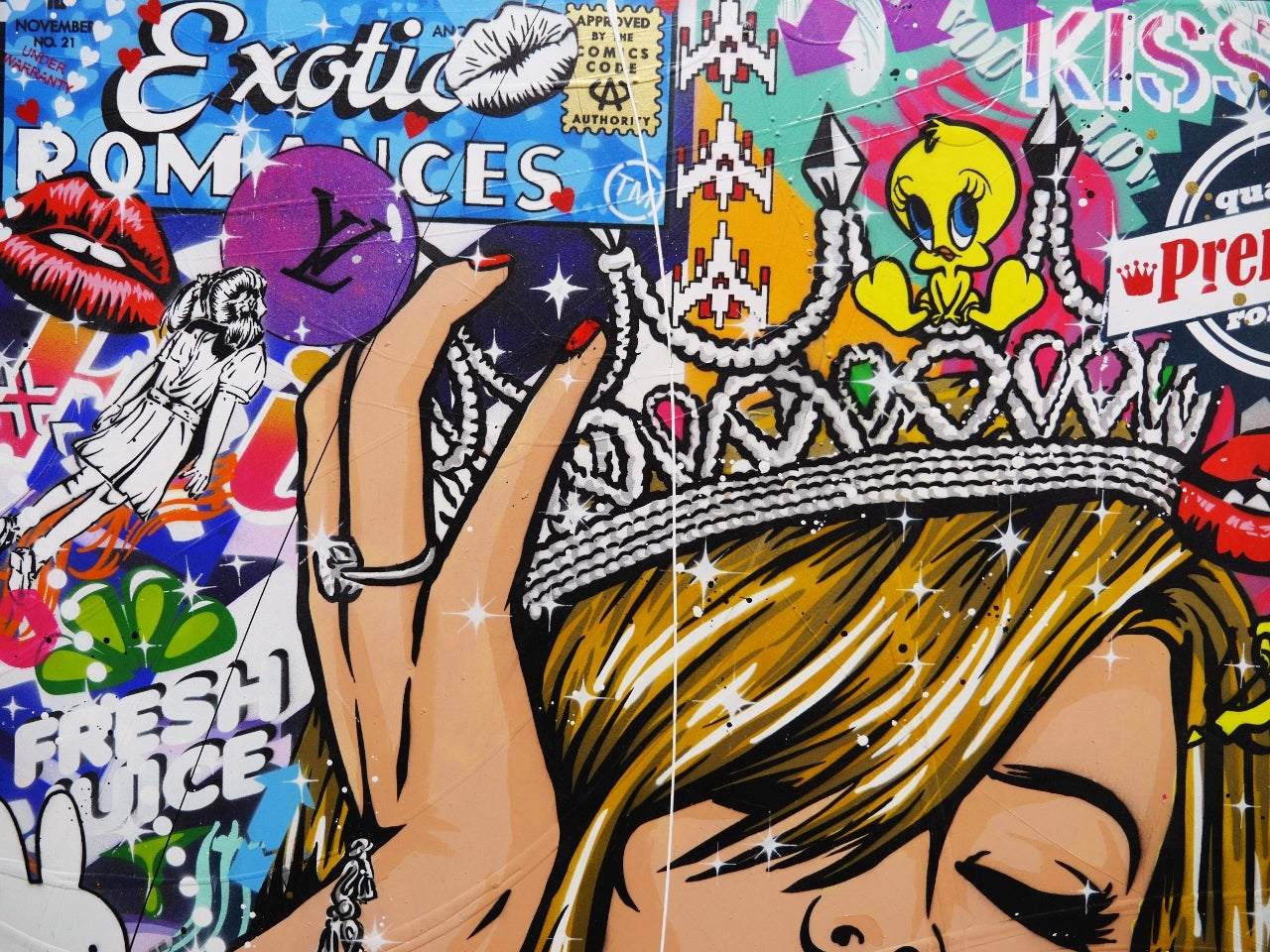 Beauty Queen 140cm x 100cm Textured Urban Pop Art Painting