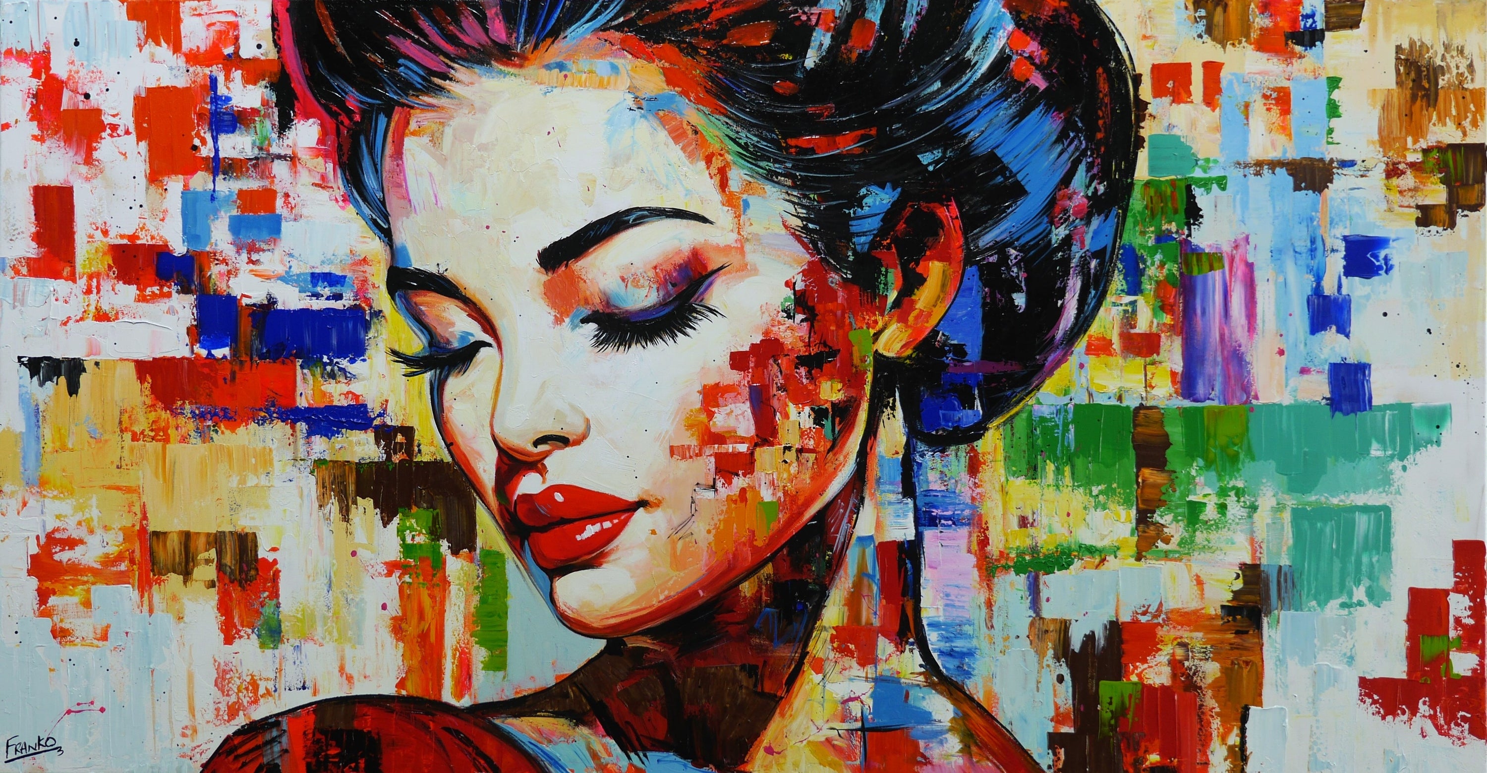 Yuga 190cm x 100cm FRAMED Abstract Realism Textured Painting-people-[Franko_Artist]-[Australian_artist]-[Gold_Coast]-[Brisbane]-[modern]-[contemporary]-[original]-[Large_artwork]-Franklin Art Studio